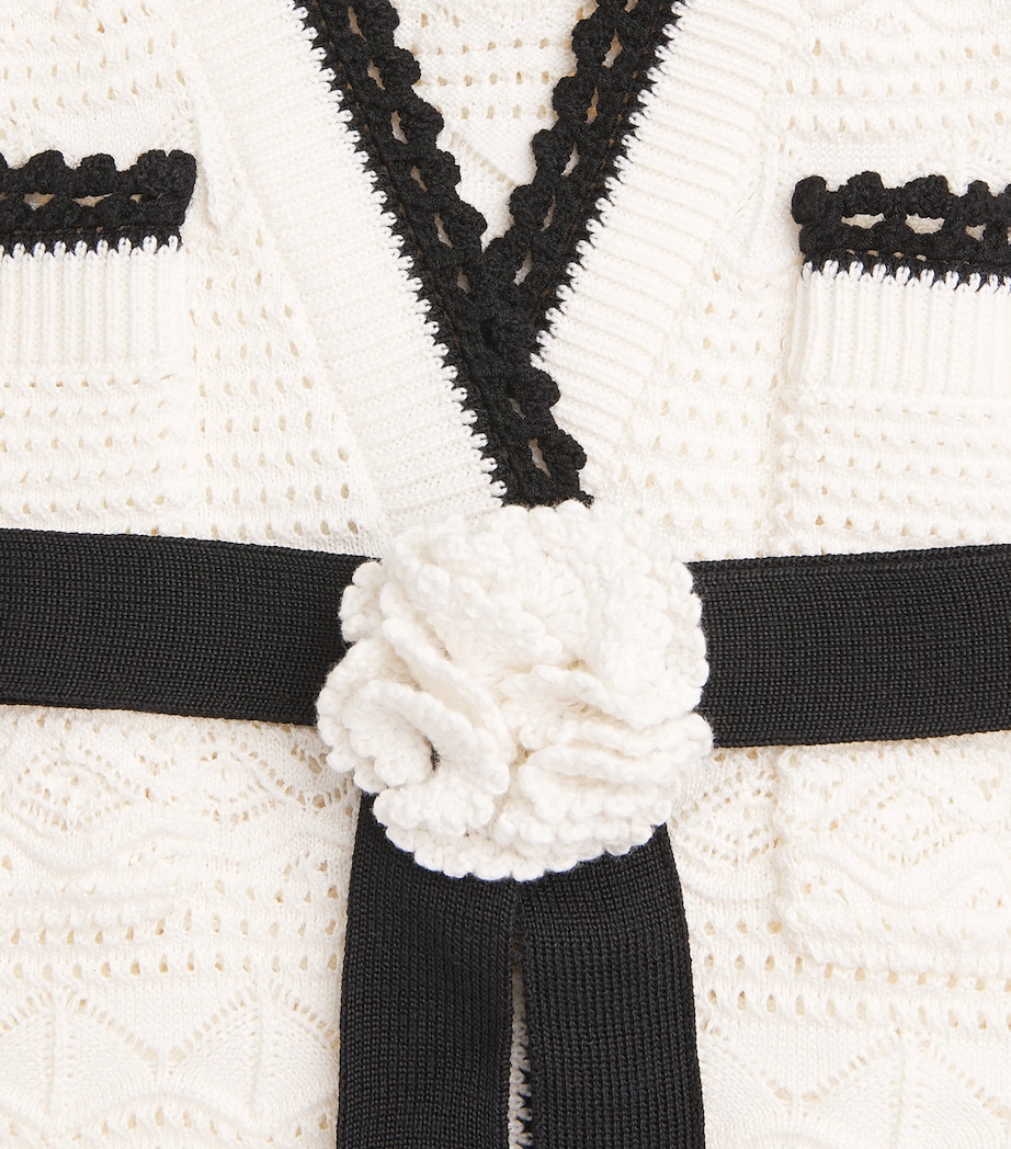Self-Portrait Womens Knitted Pointelle Midi Dress White Image 6