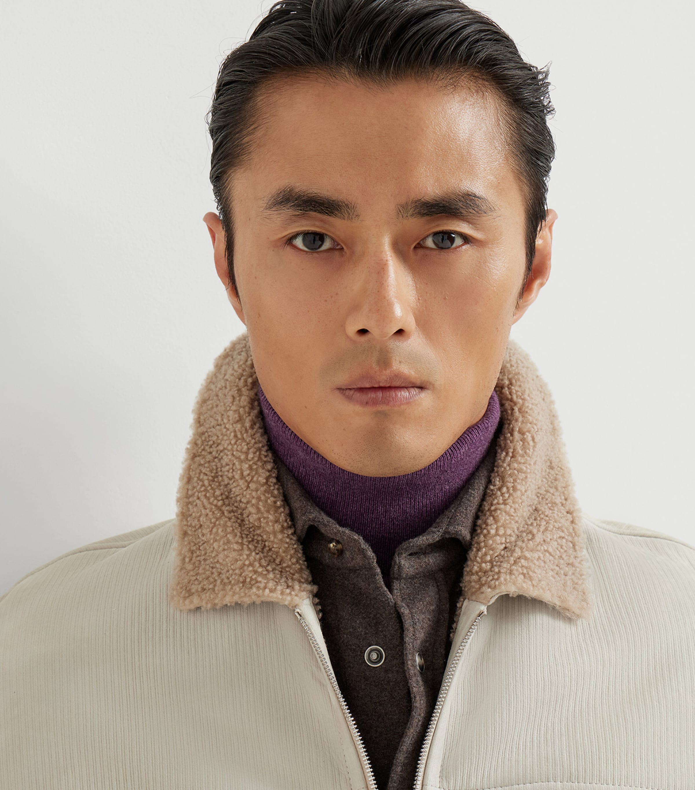 Suede Corduroy-Effect Shearling Bomber Jacket C4245 Image 6