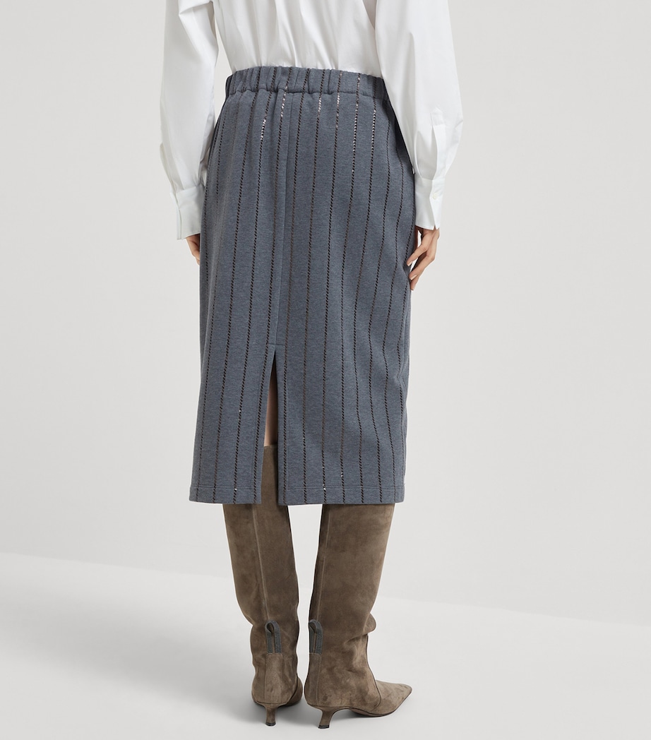 Cotton Sequin-Stripe Midi Skirt C8125 Image 3