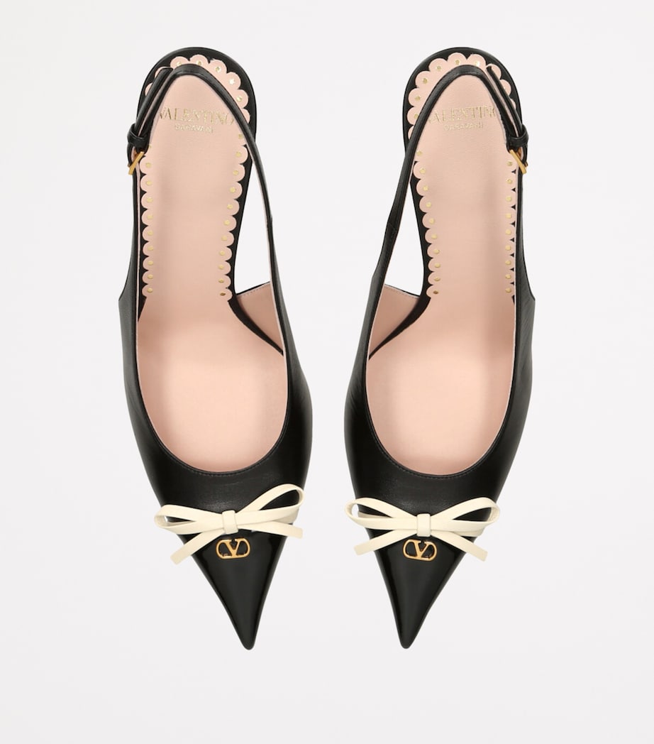 Leather Bepointy Slingback Heels 80 BLK/WHITE Image 4