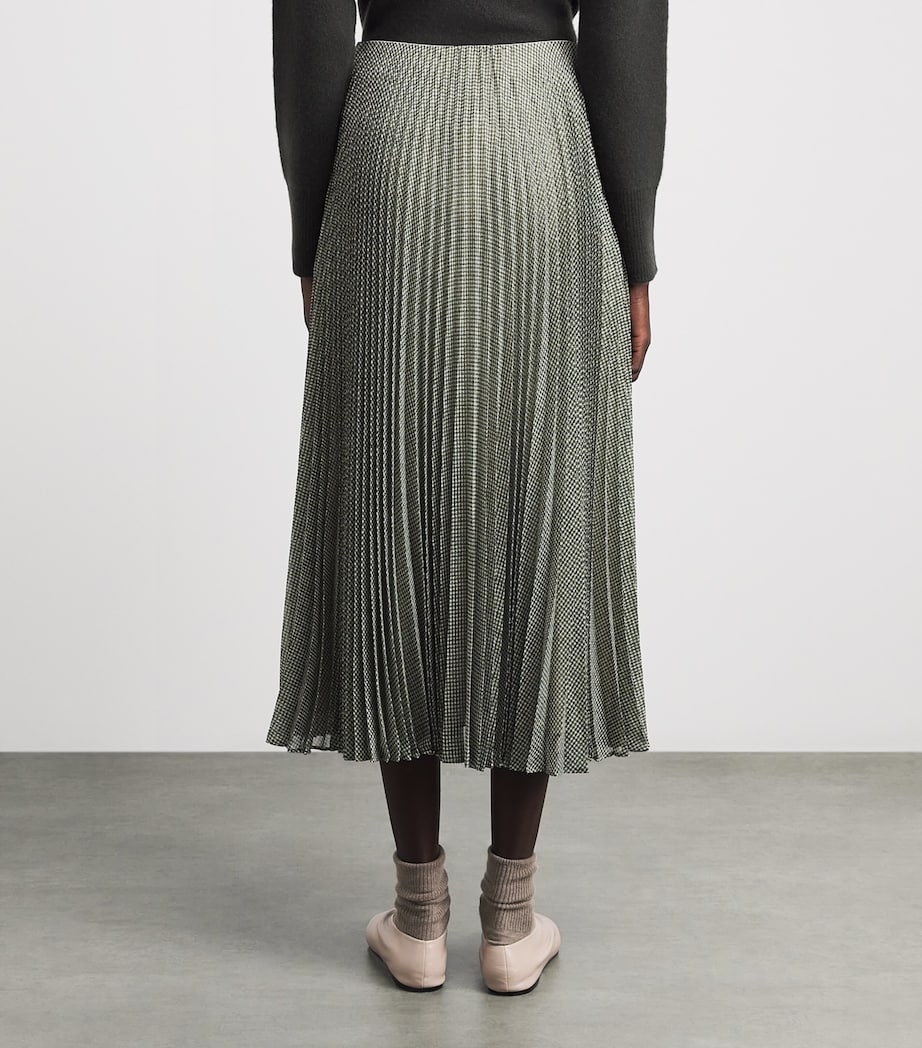Vince Womens Pleated Midi Skirt Black/sage Image 5