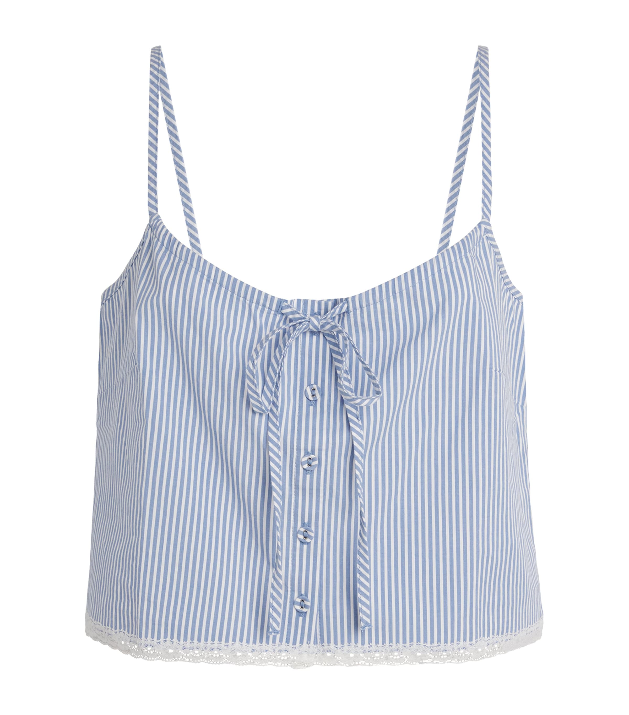 Skims Cotton Poplin Cropped Camisole In Blue