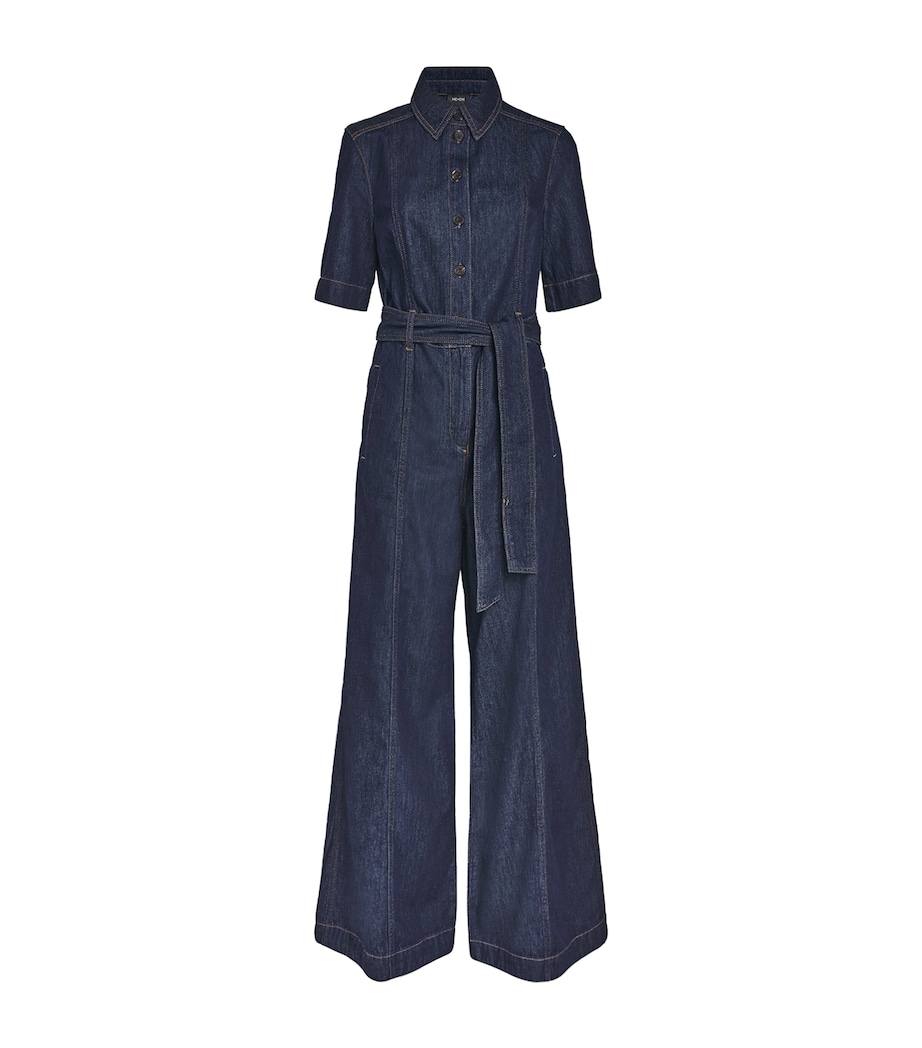 ME+EM Womens AM-PM Denim Jumpsuit Rinse Wash Image 1