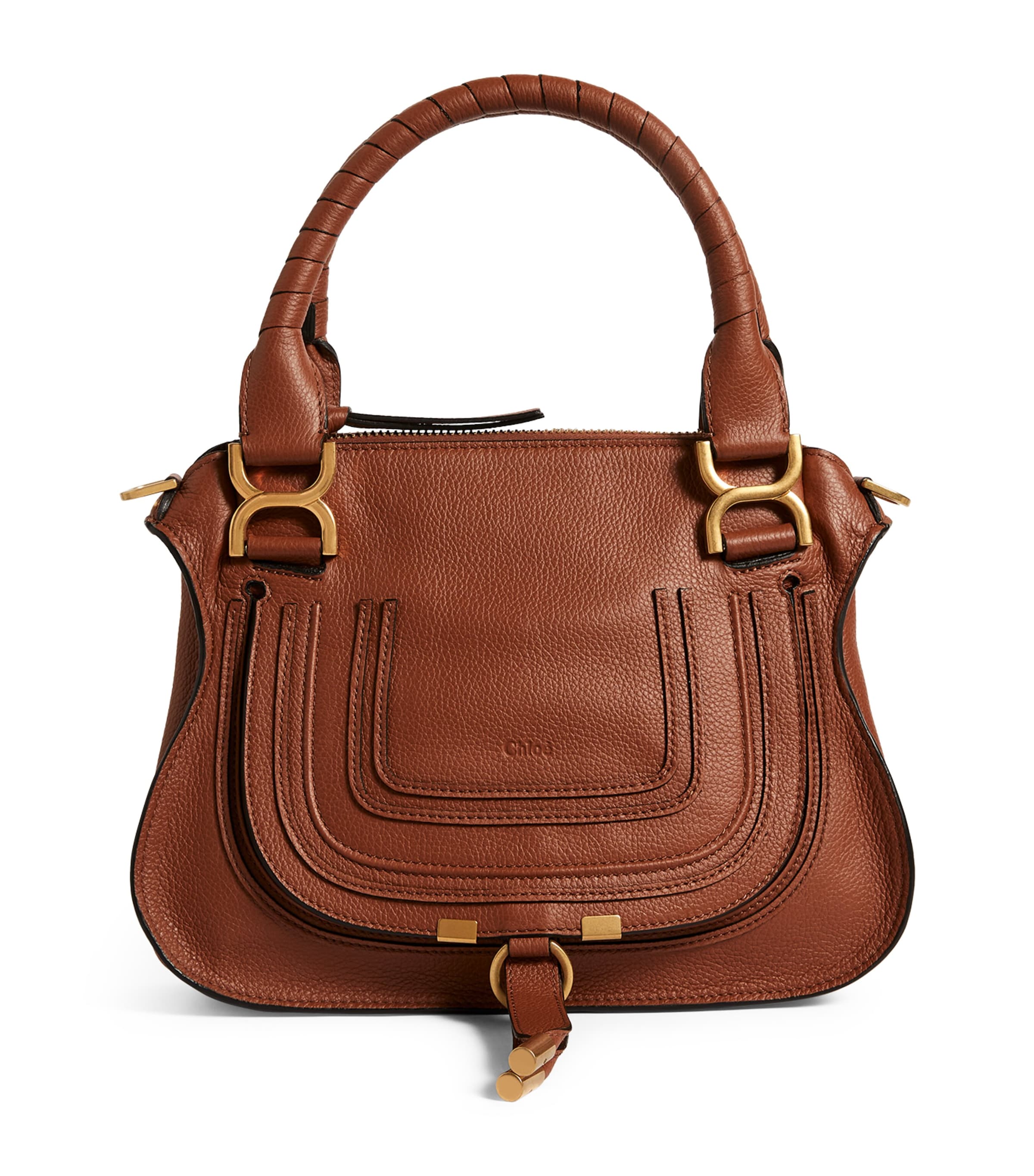 Chloé Small Leather Marcie Top-handle Bag In Brown