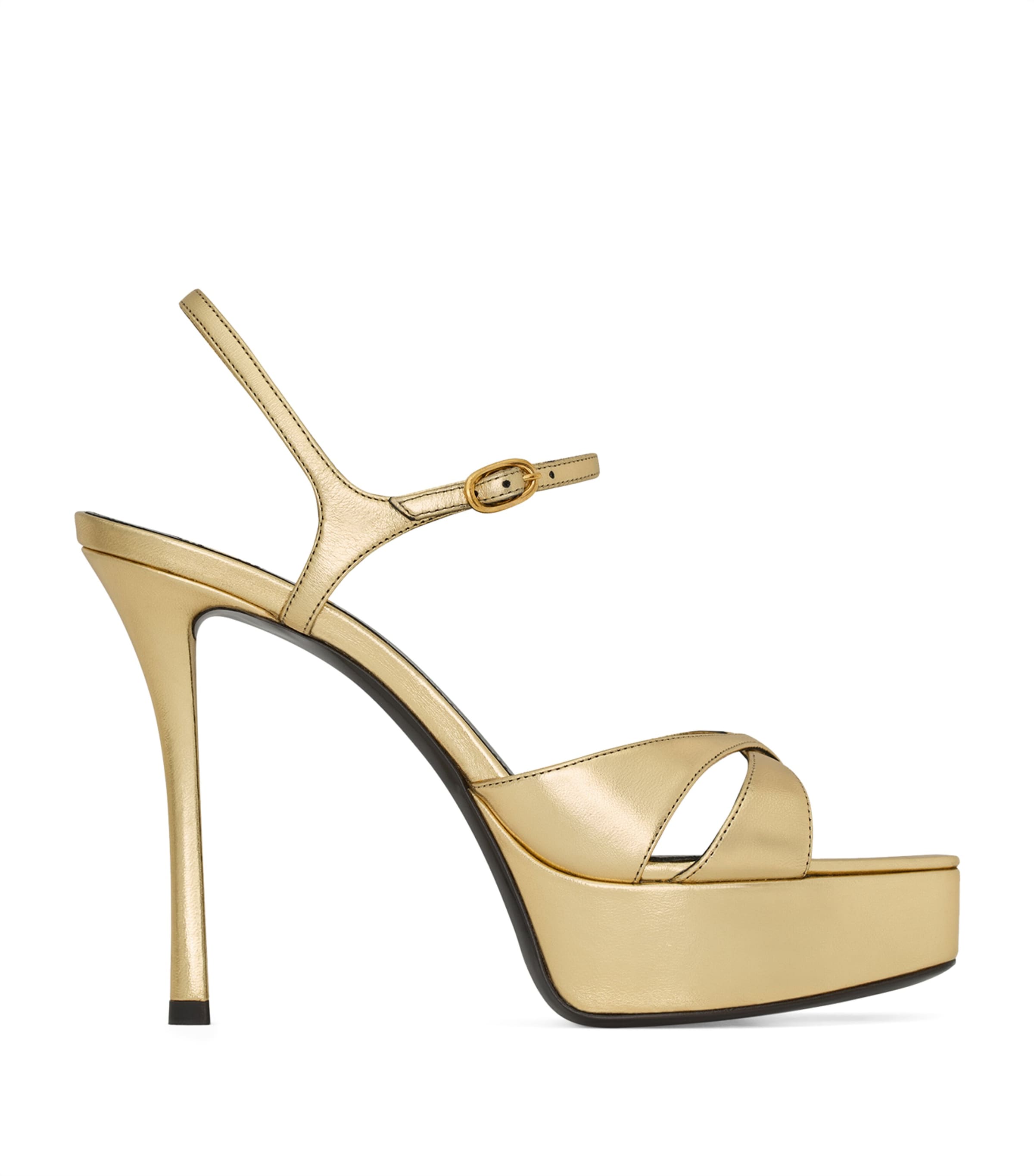 ■Saint Laurent■Debbie 85メタリックプラットフォームサンダル Debbie 85 metallic-leather platform sandals in gold - Saint