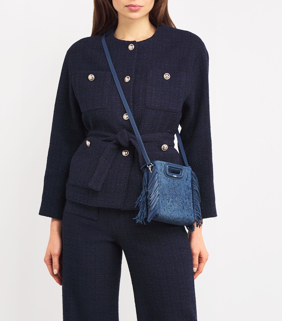 Maje Denim Rhinestone 'M' Top-Handle Bag Blue Image 2