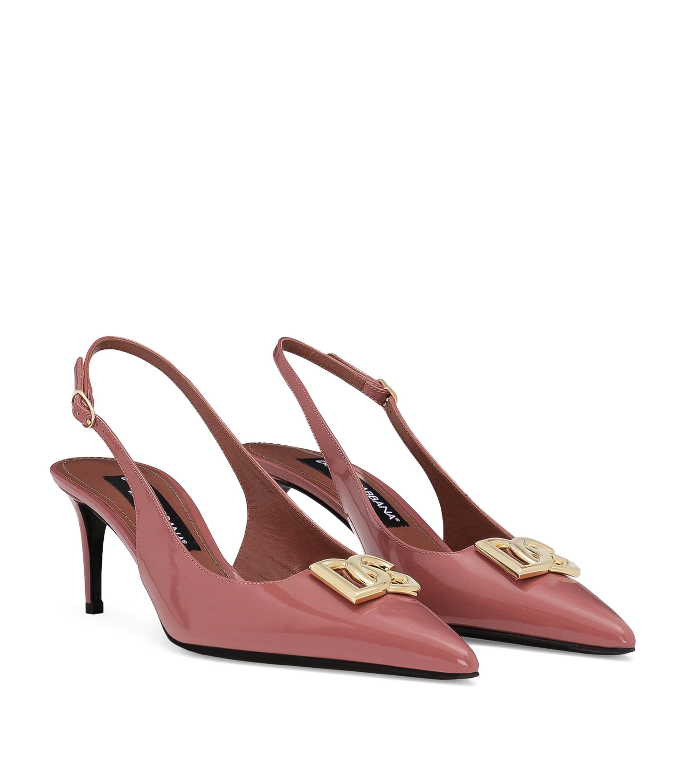 Patent Leather Logo Slingback Pumps 8H415-ROSA ANTICO Image 4