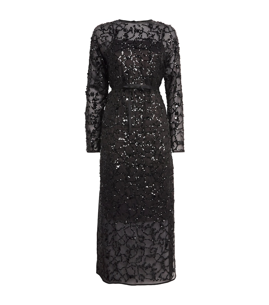 Fabiana Filippi Womens Silk Sequin-Embroidered Midi Dress Nero Image 1