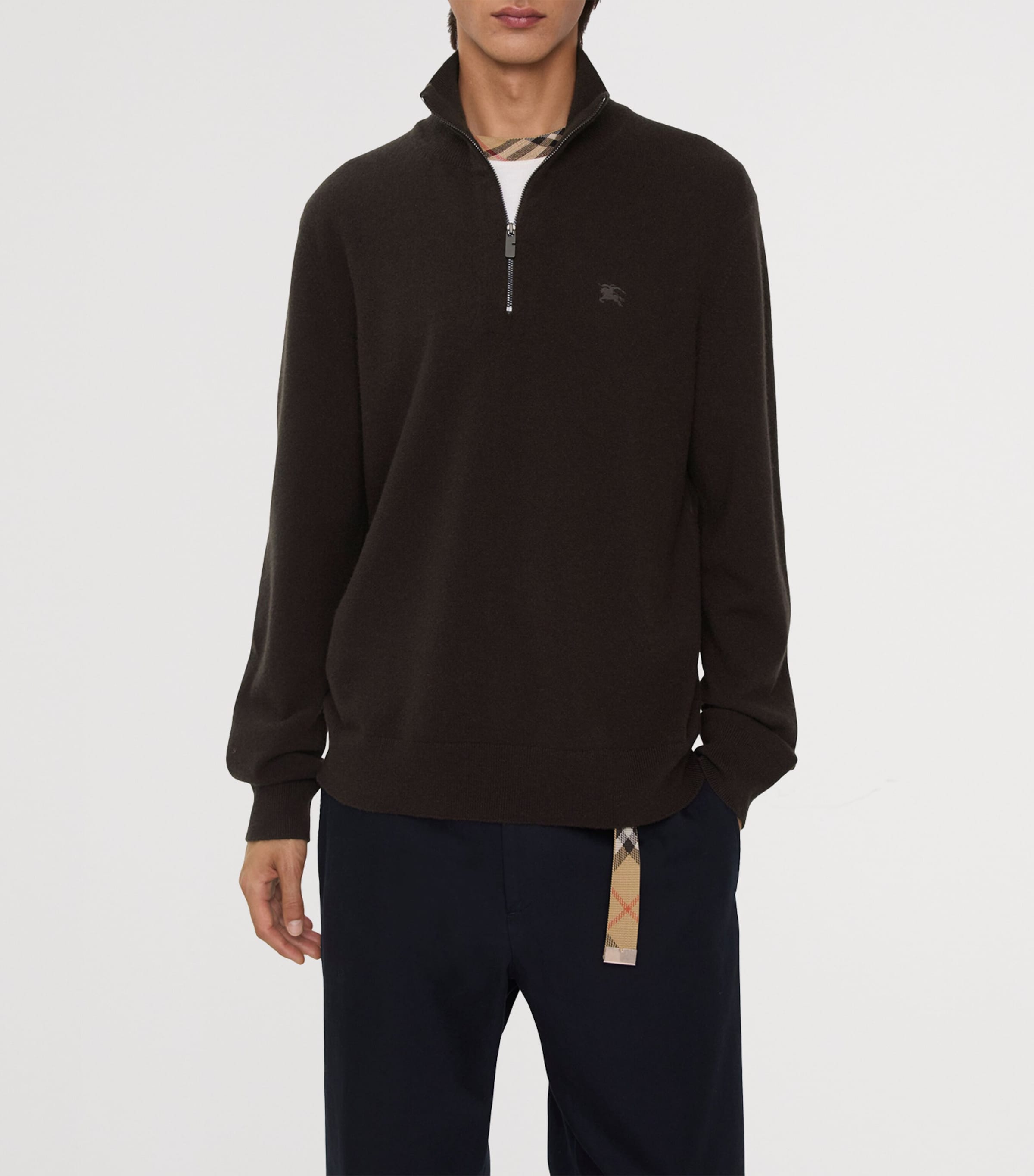 Cashmere-Blend Quarter-Zip Slim Sweater SCORCHED BROWN Image 2