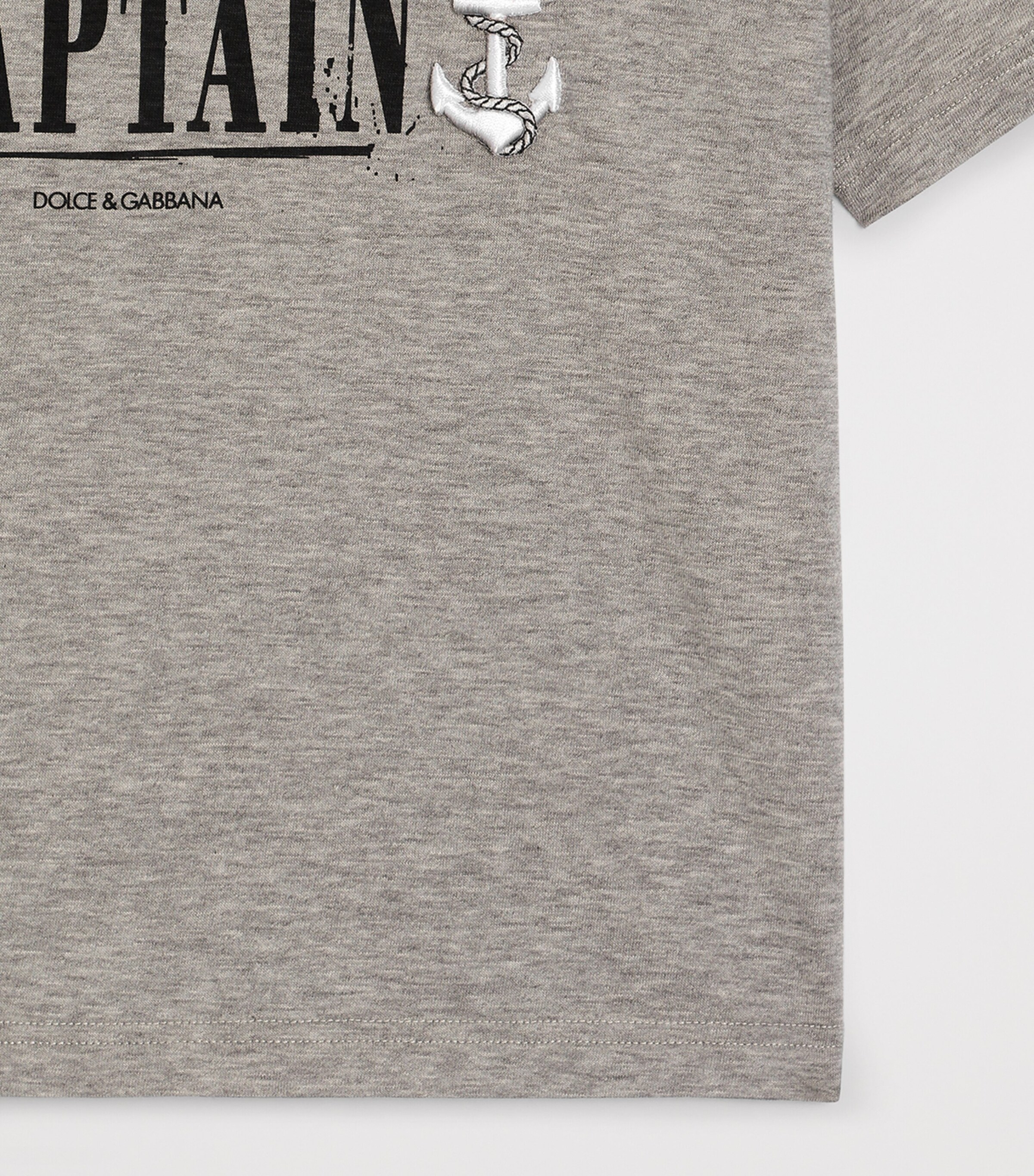 Dolce&Gabbana Kids Cotton Slogan T-Shirt (8-14 Years) Melange Grey Image 4