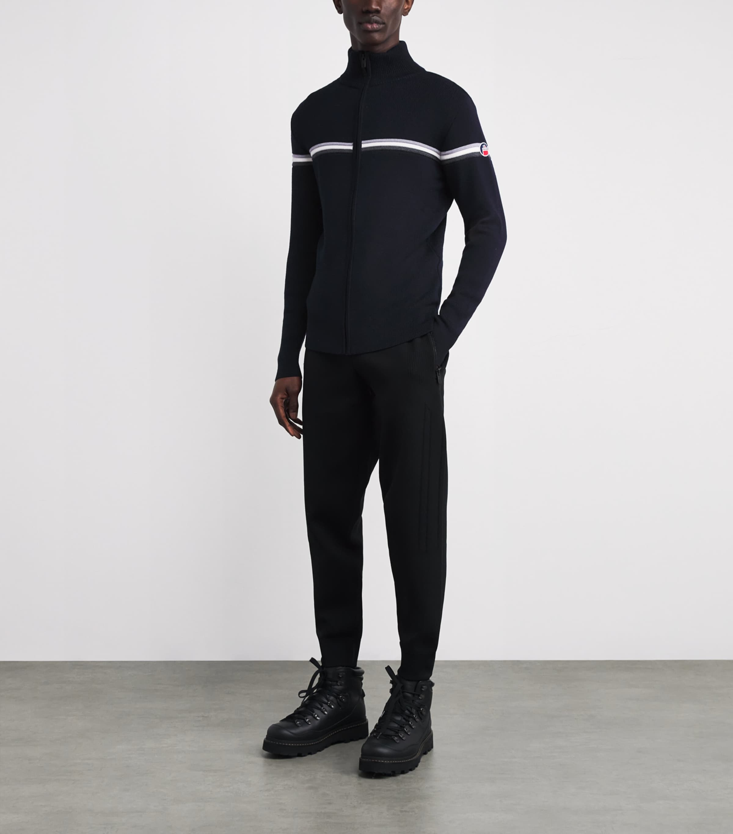 Merino Wool Mengen Quarter-Zip Sweater 629 DARK BLUE Image 2