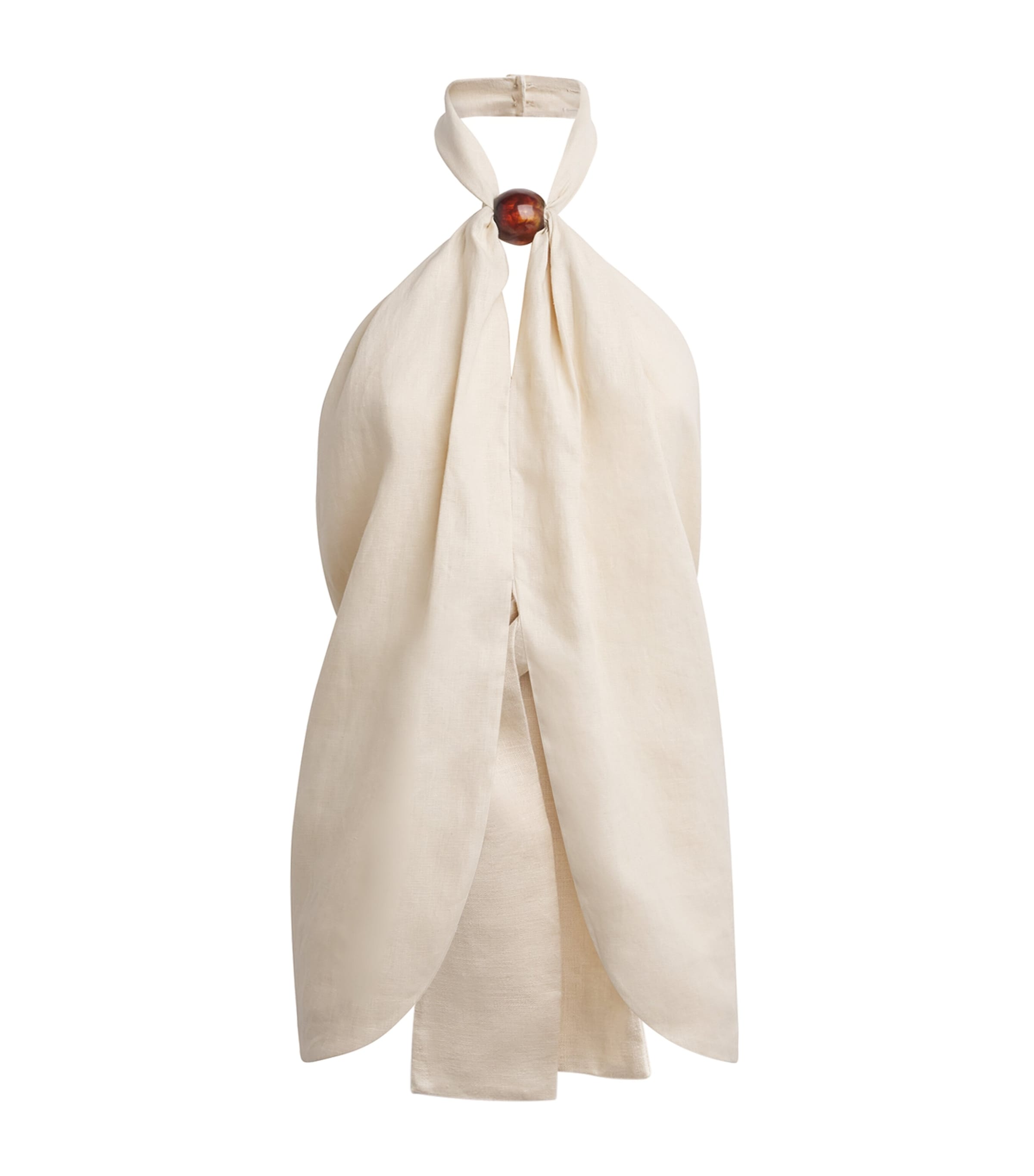 Faithfull the Brand Womens Linen Biba Halterneck Top Panna Image 1