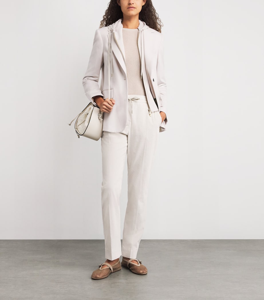 Corduroy Drawstring Straight Trousers AVORIO Image 2