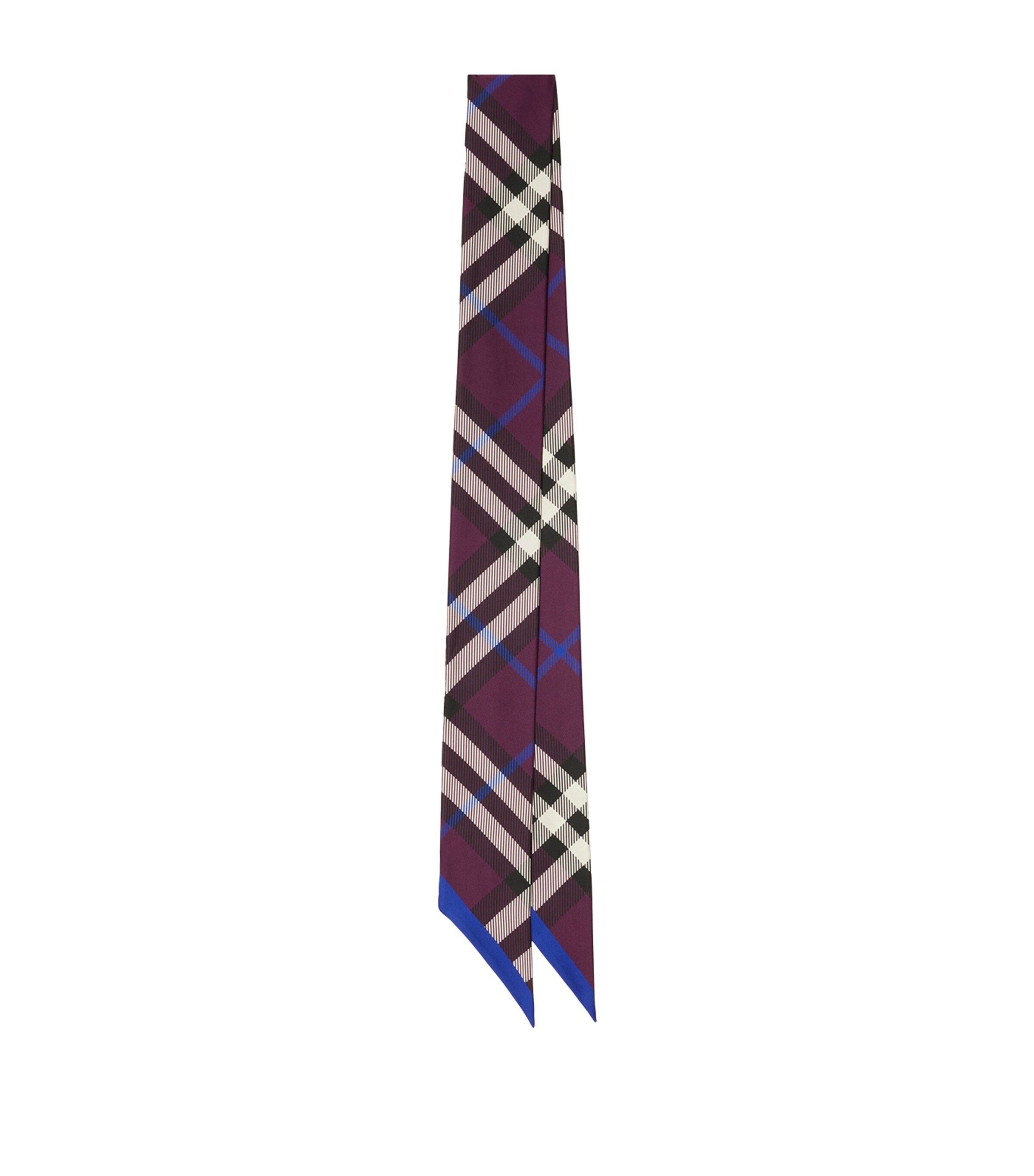 Burberry Silk Skinny Check Scarf Pansy Image 1