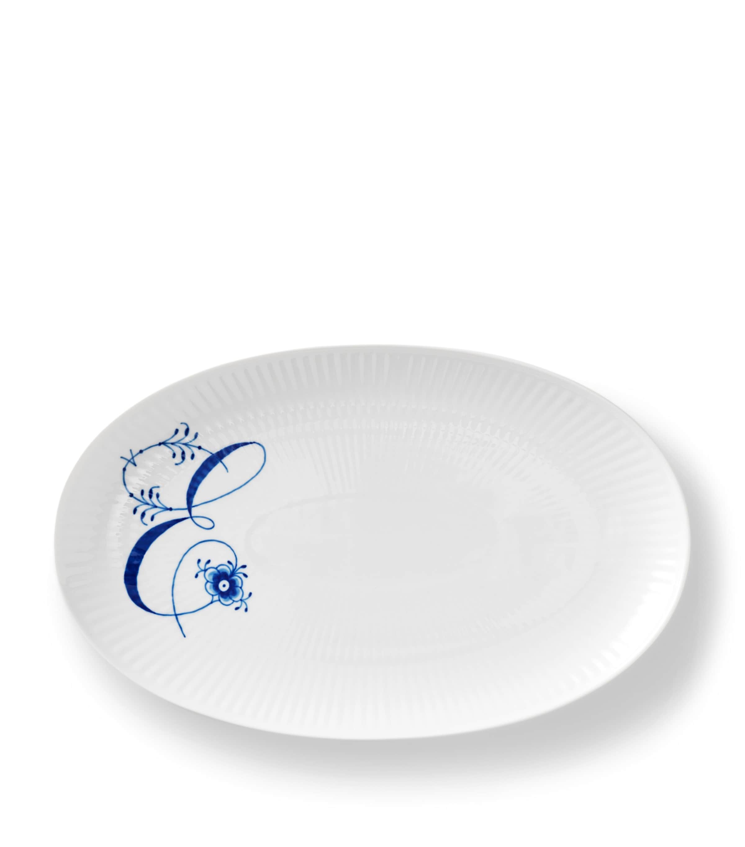 Royal Copenhagen Alphabet Coll Oval Assiette In Blue