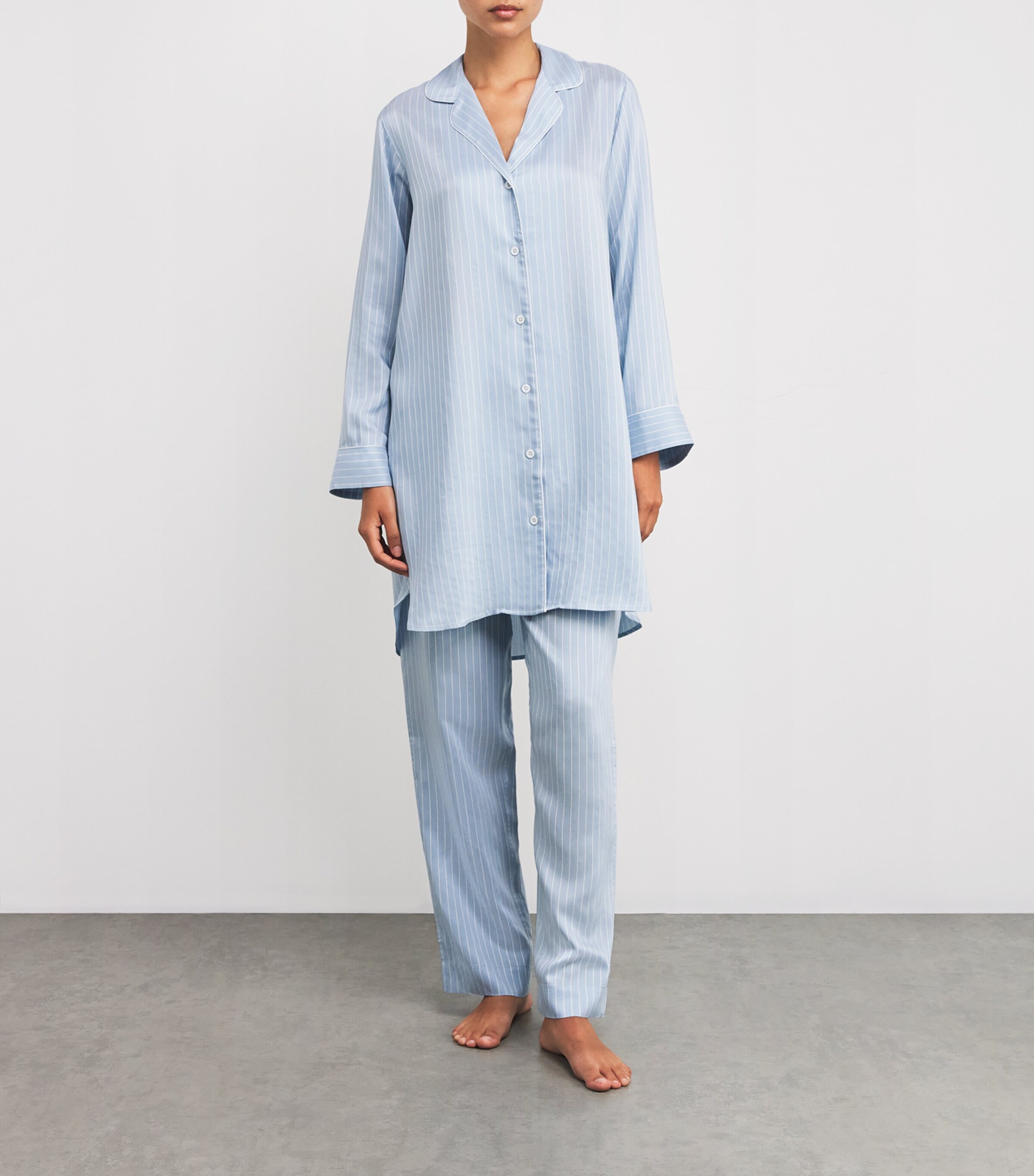 Zimmerli Womens Stripe Sleepshirt Blue Stripes Image 6