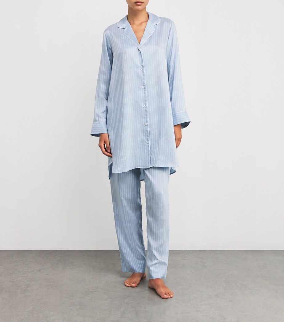Zimmerli Womens Stripe Sleepshirt Blue Stripes Image 6