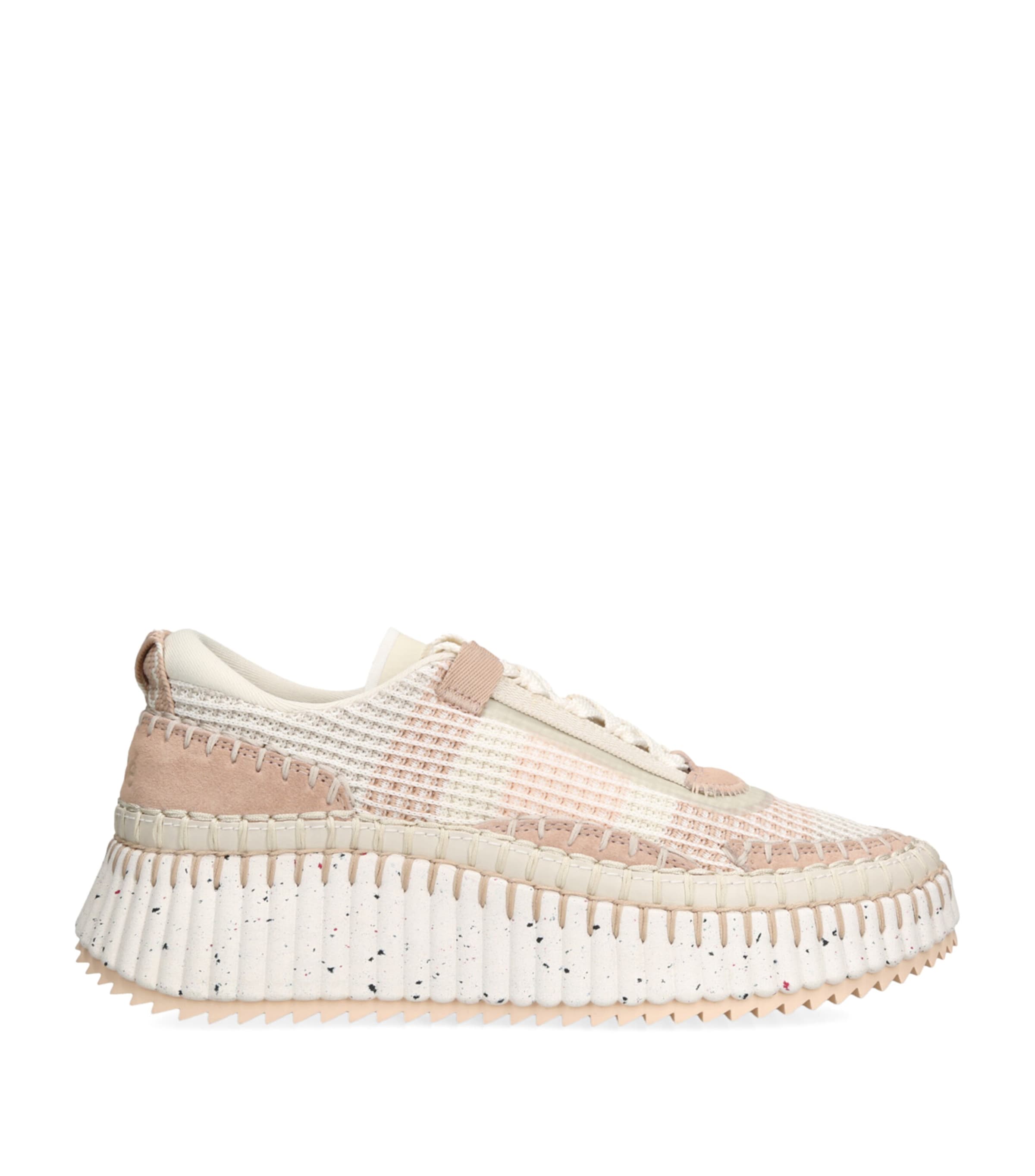 Chloé Nama Mesh Platform Sneakers In Sand