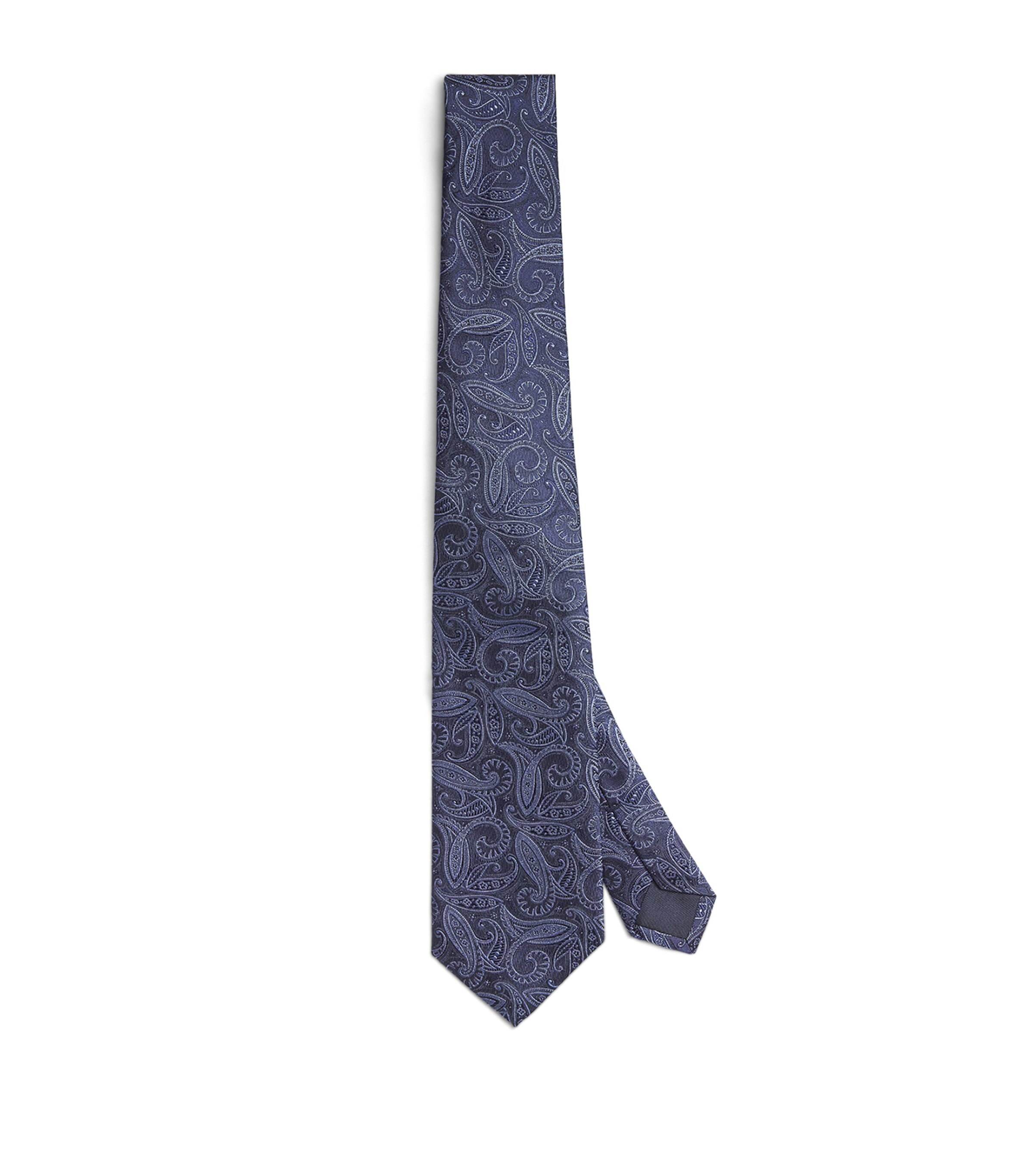 Silk Paisley Tie 001 NAVY BLUE Image 1