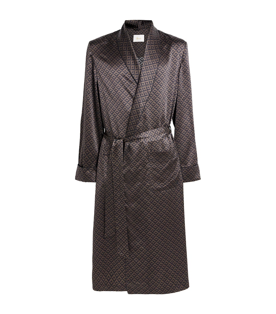 Silk Geometric Print Robe BLACK Image 1