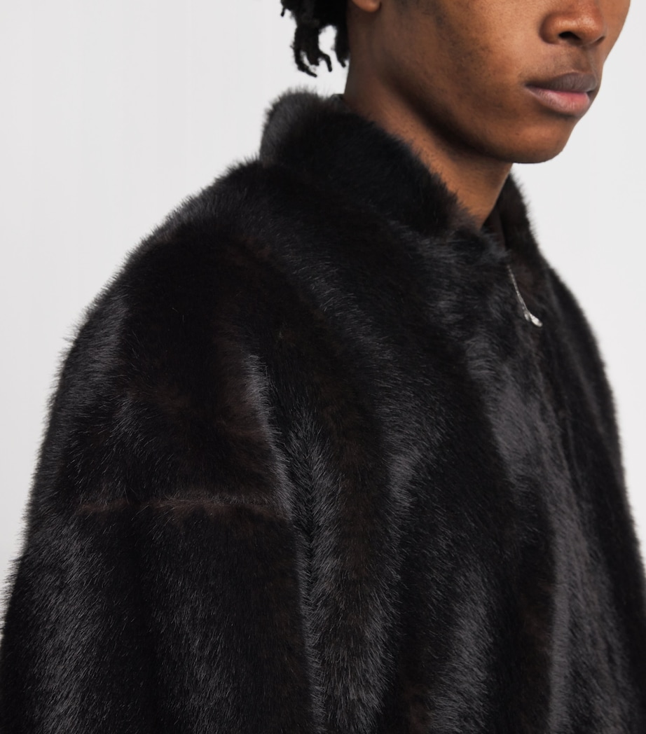 Reversible Faux Fur Bomber Jacket 962 BLACK/BROWN Image 7