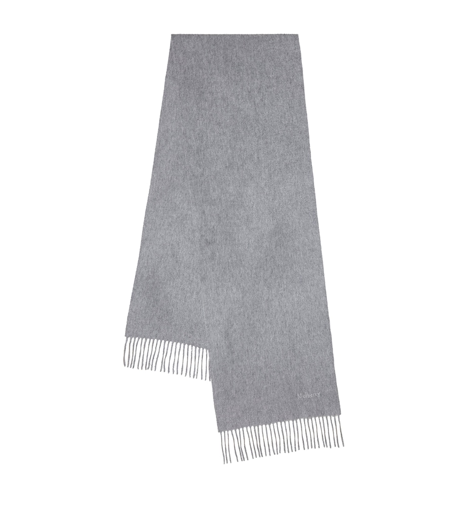 Mulberry Cashmere Fringed Scarf Light Grey Melange Image 1