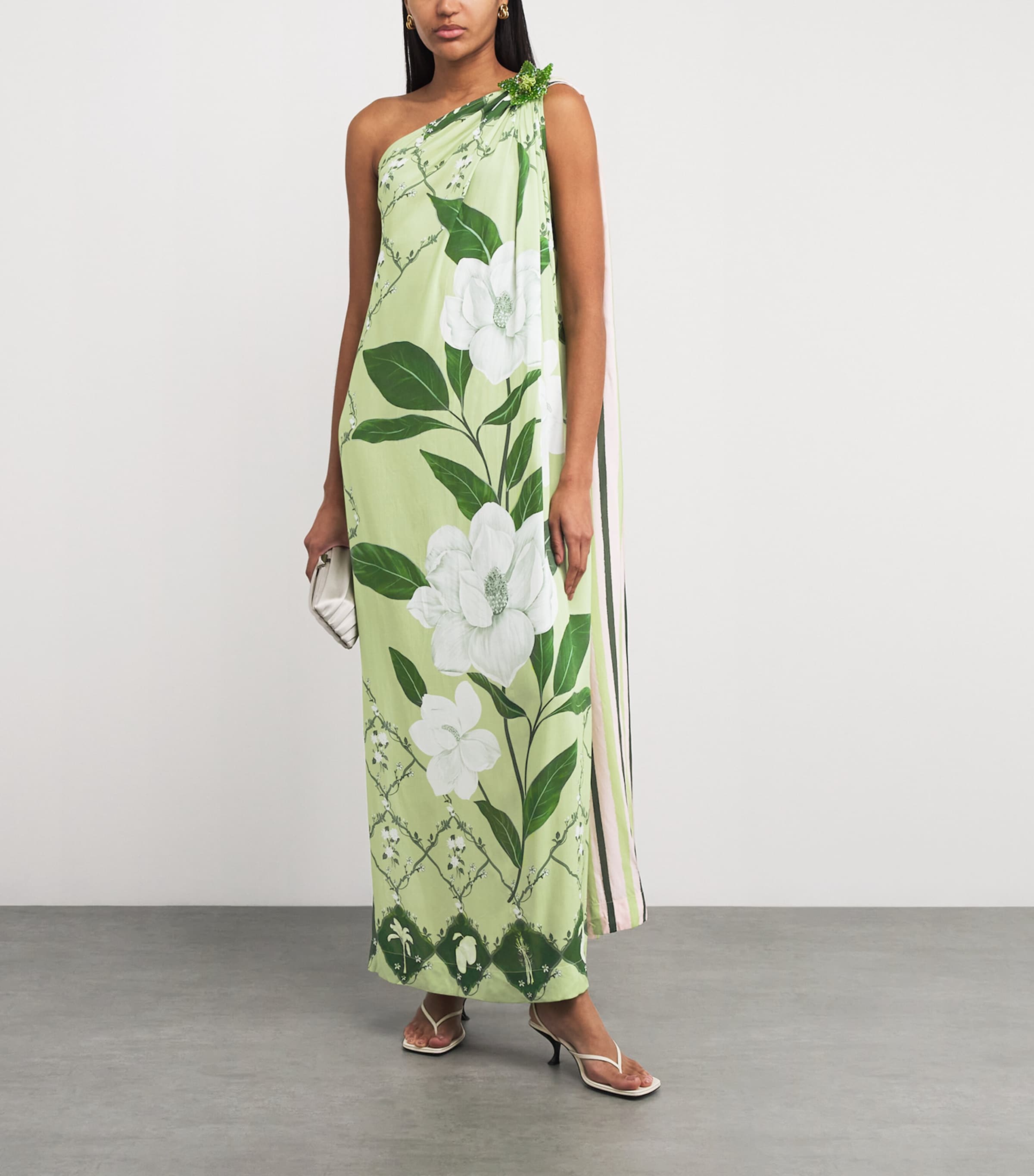 One-Shoulder Toga Maxi Dress SAGE GREEN/BLUSH Image 2