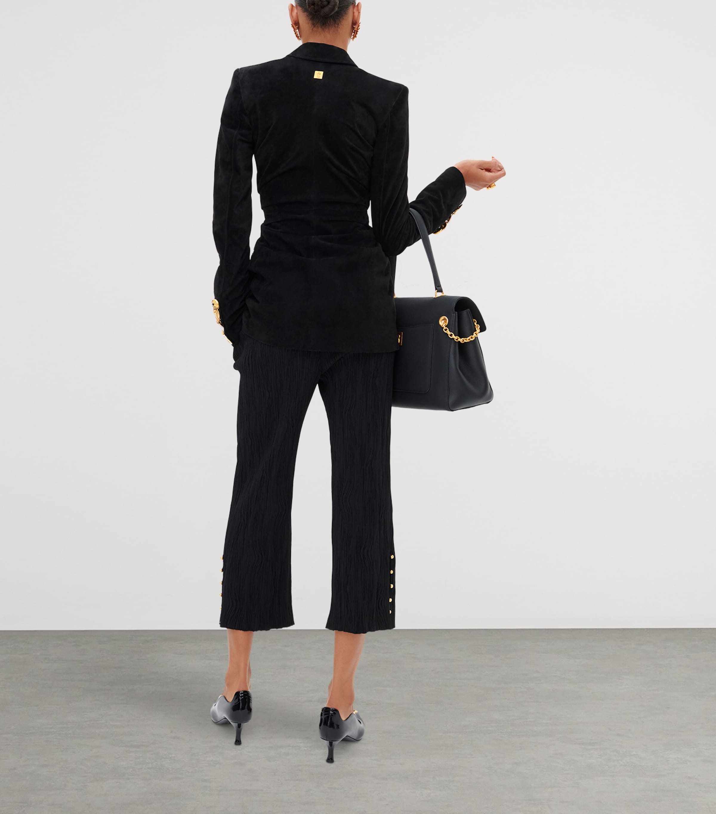 Schiaparelli Womens Wool Draped Blazer Black Image 3