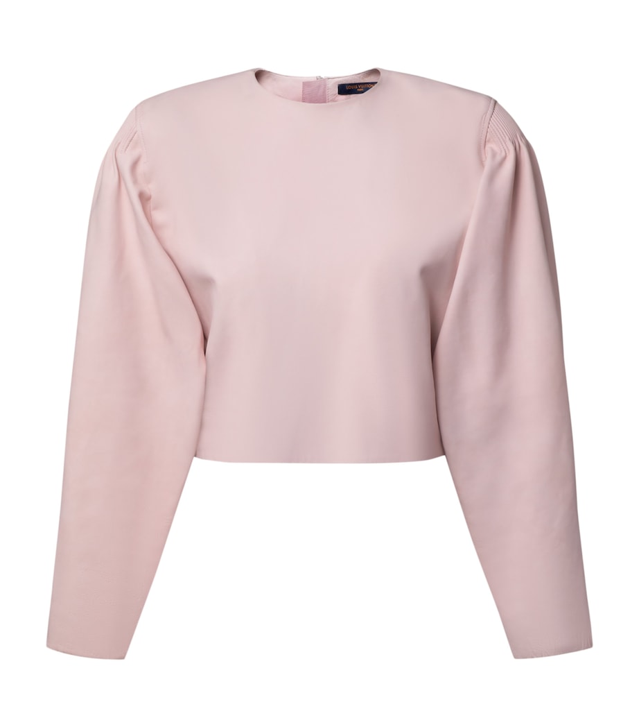 LOUIS VUITTON Womens Leather Long-Sleeve Top Pink Image 1