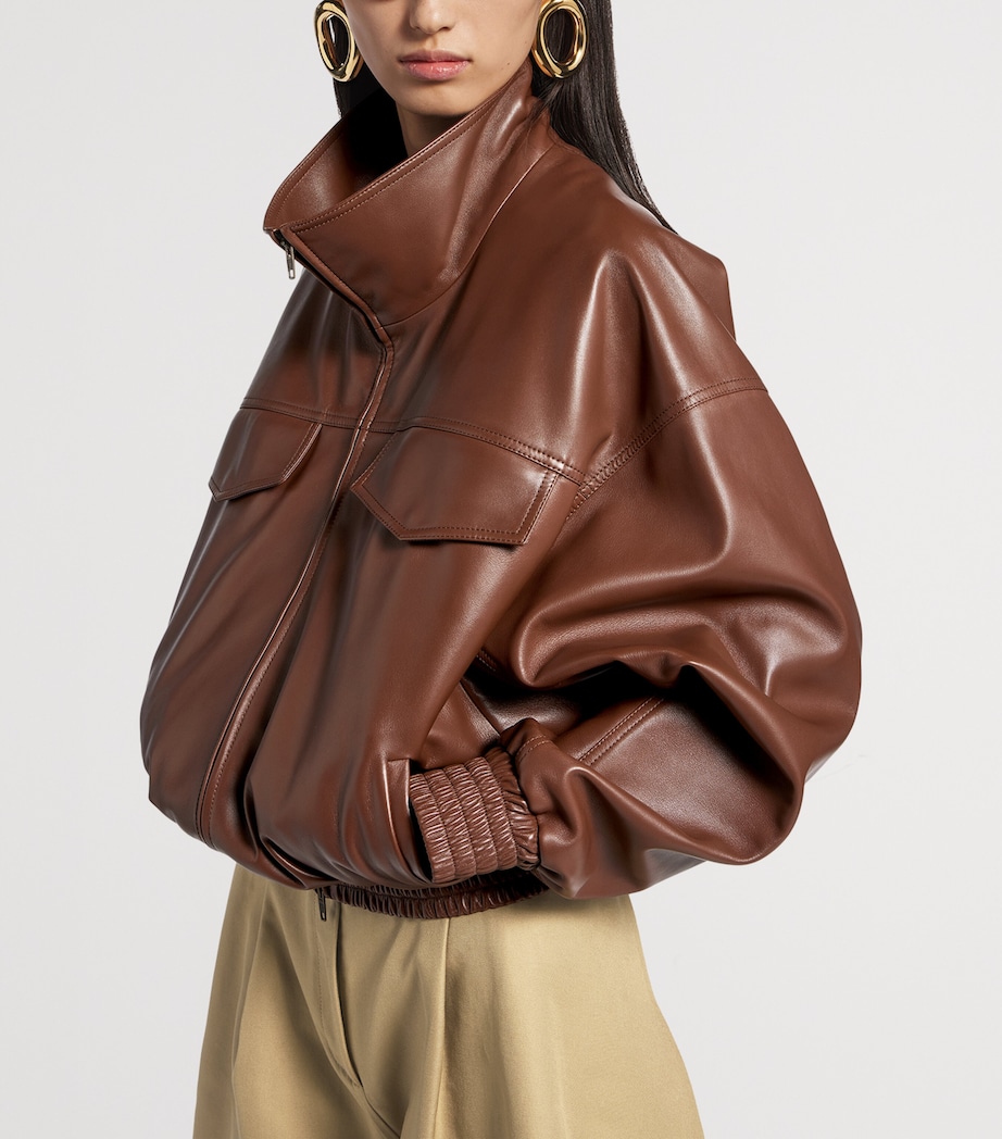 Balenciaga Womens Oversized Cropped Leather Jacket Image 5