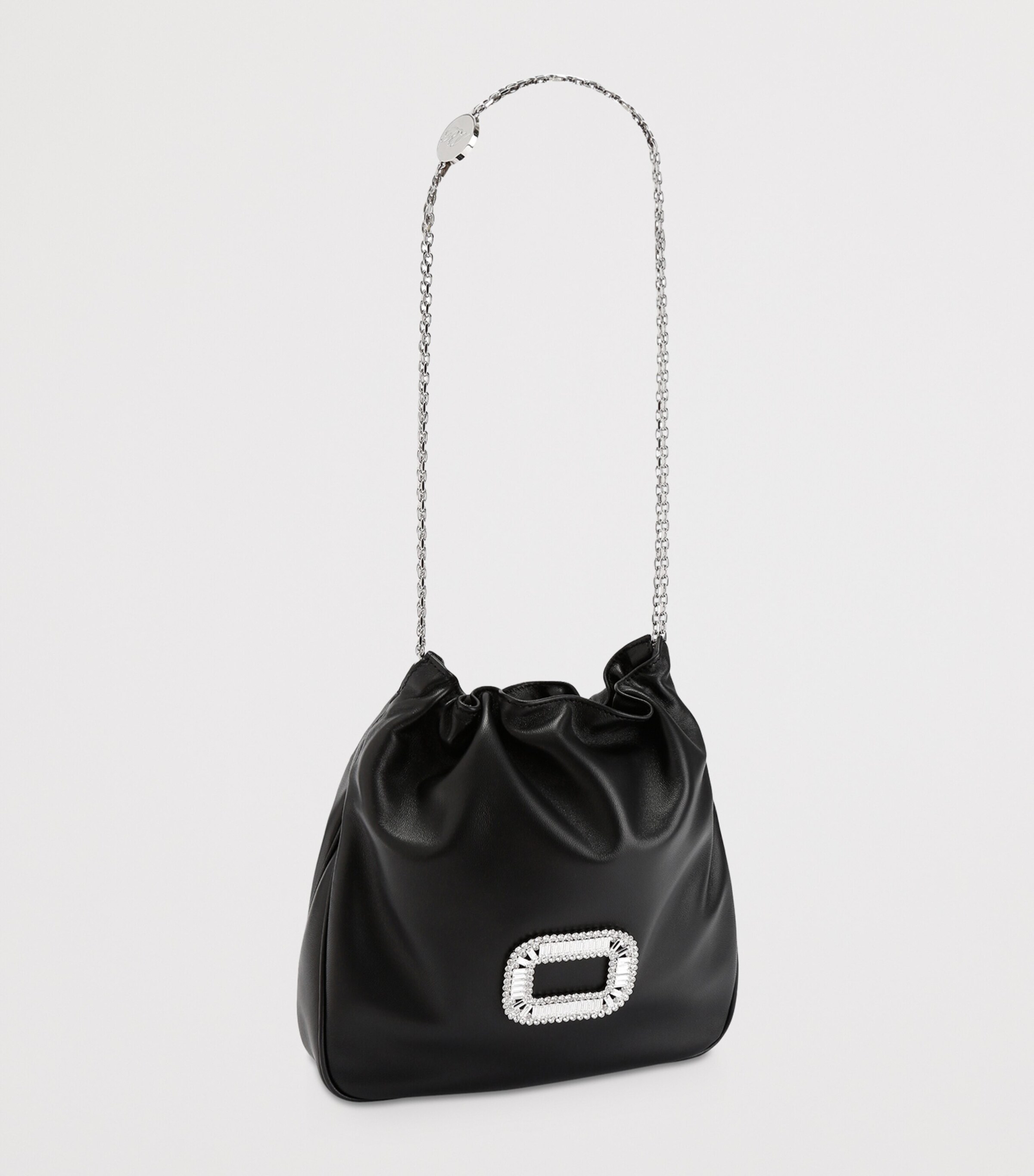 Roger Vivier Mini Leather Pilgrim Bucket Bag Black Image 3