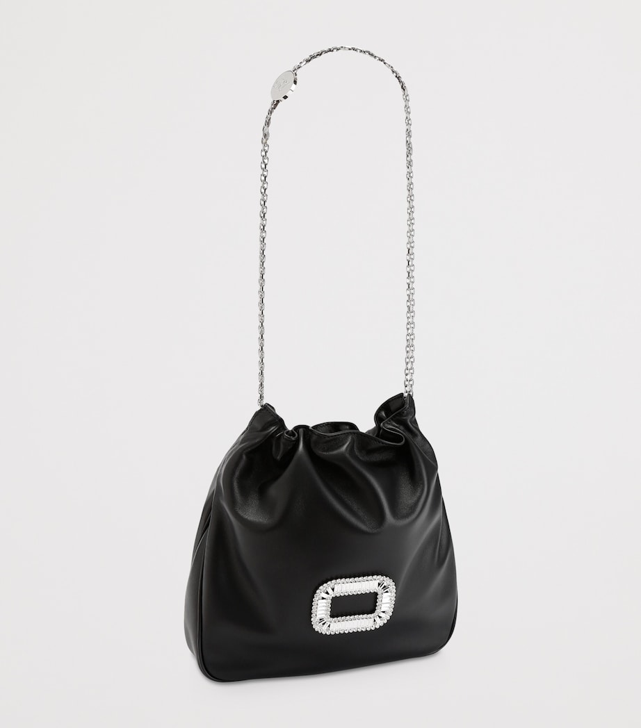 Mini Leather Pilgrim Bucket Bag BLACK Image 3