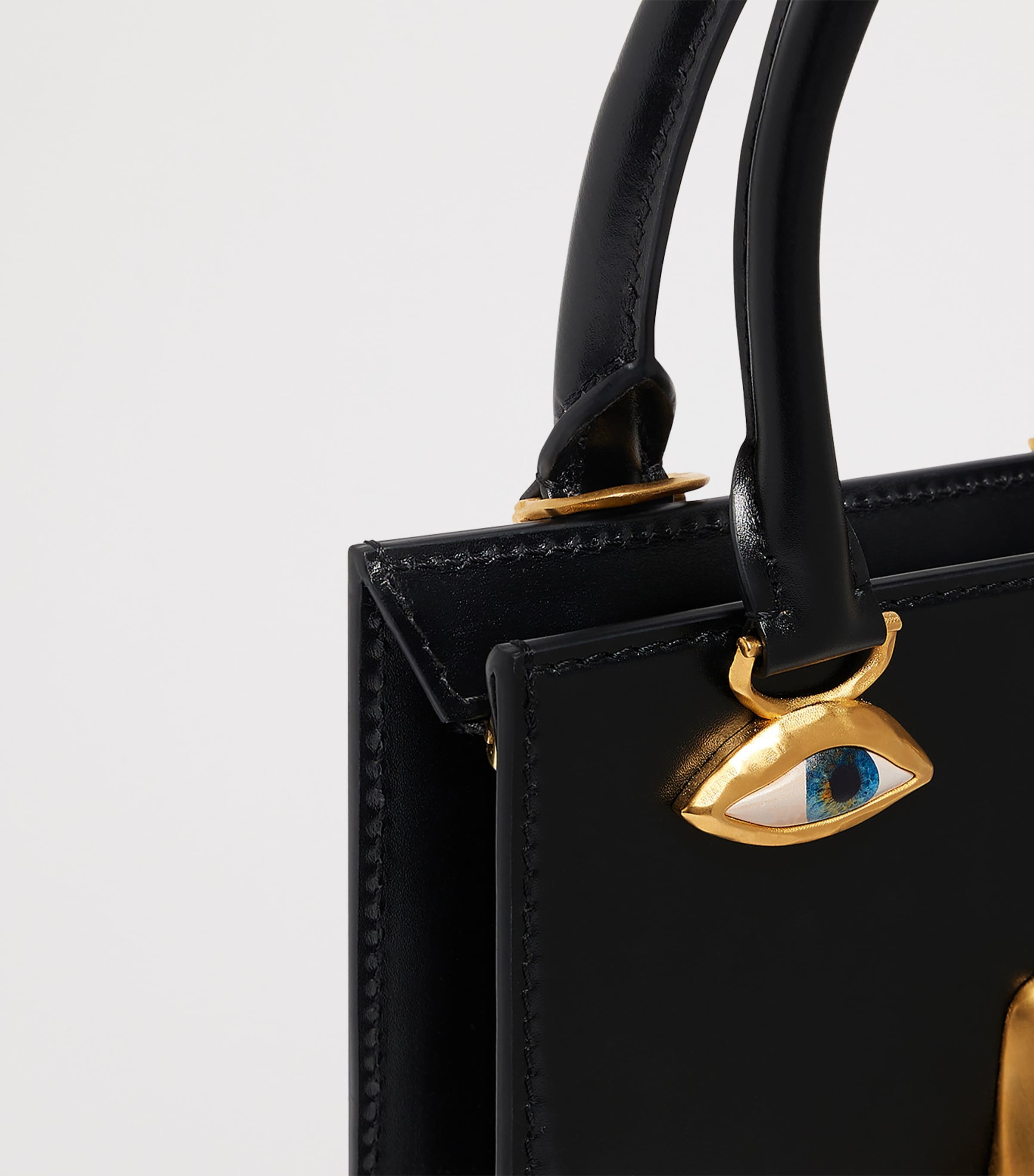 Schiaparelli Mini Leather Face Top-Handle Bag Black Image 5