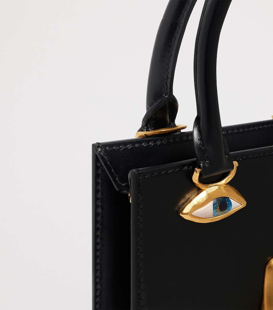 Schiaparelli Mini Leather Face Top-Handle Bag Black Image 5