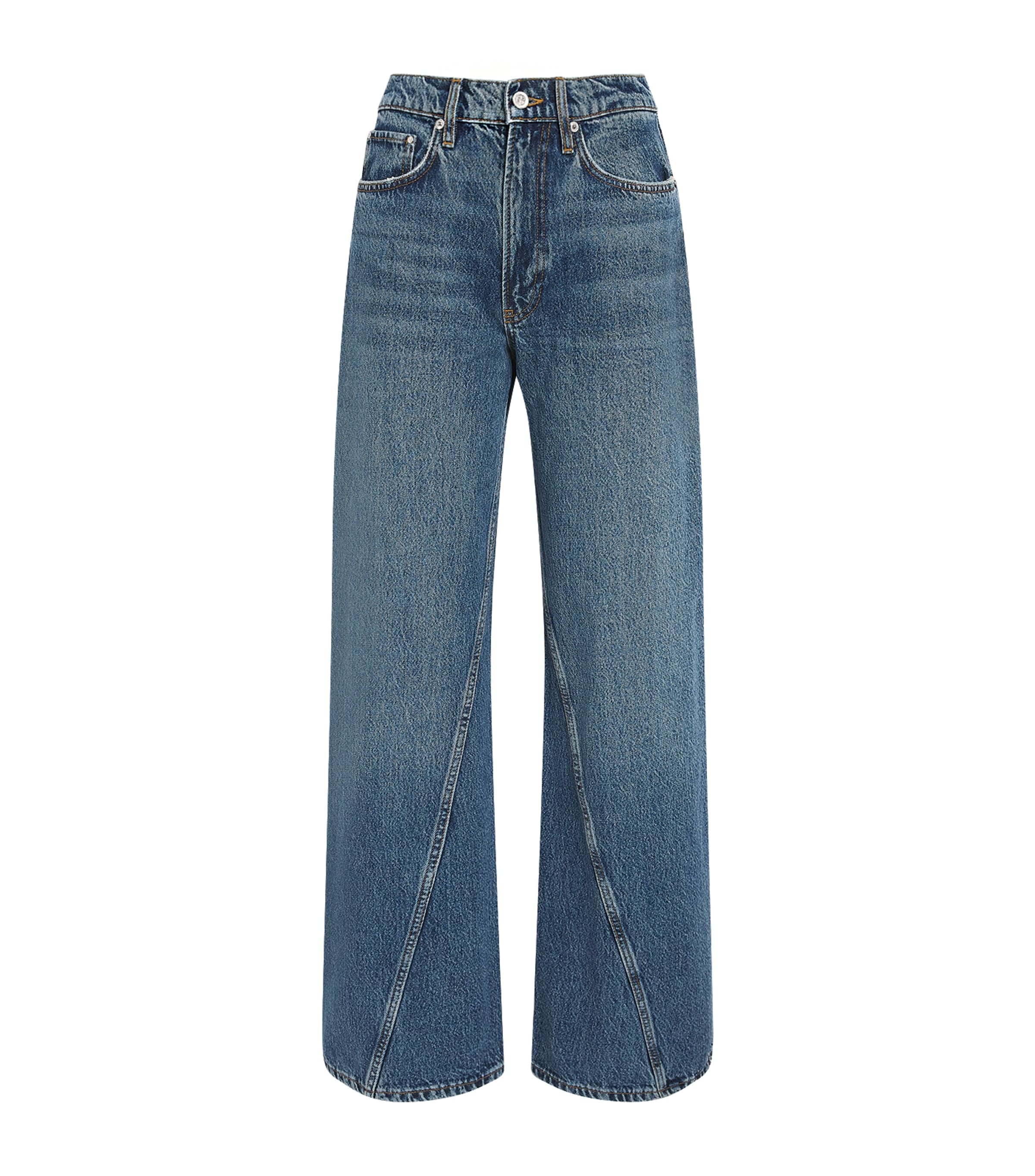 ANINE BING Womens Twisted-Seam Brie Jeans Washed Blue Image 1