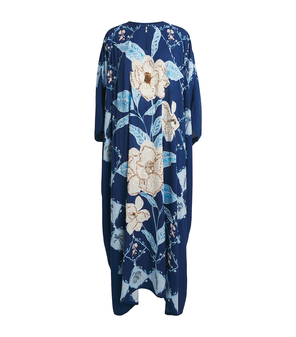 Verandah Embellished Magnolia Maxi Kaftan Navy Blue Magnolia