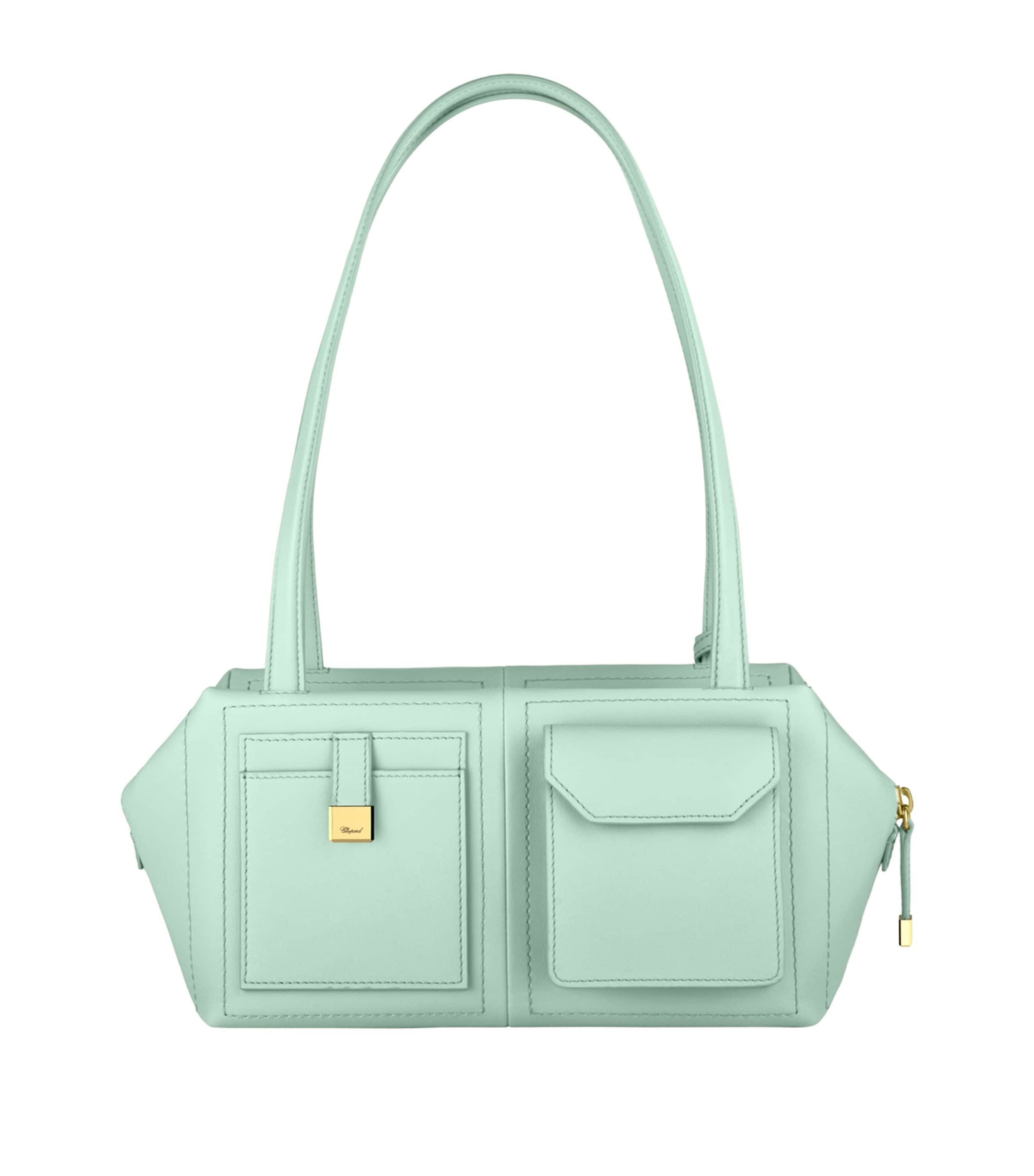 Leather Ice Cube Shoulder Bag GREEN Image 5