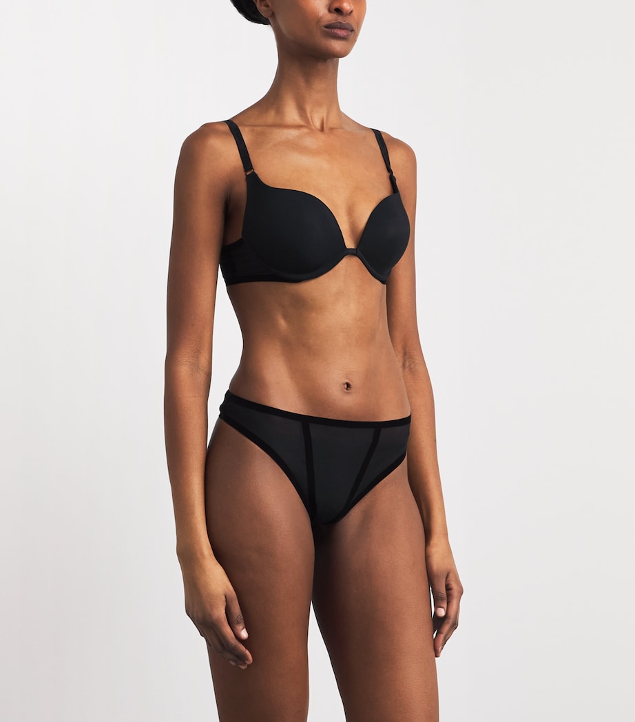 Wolford Womens Bonded Tulle Thong Black Image 2