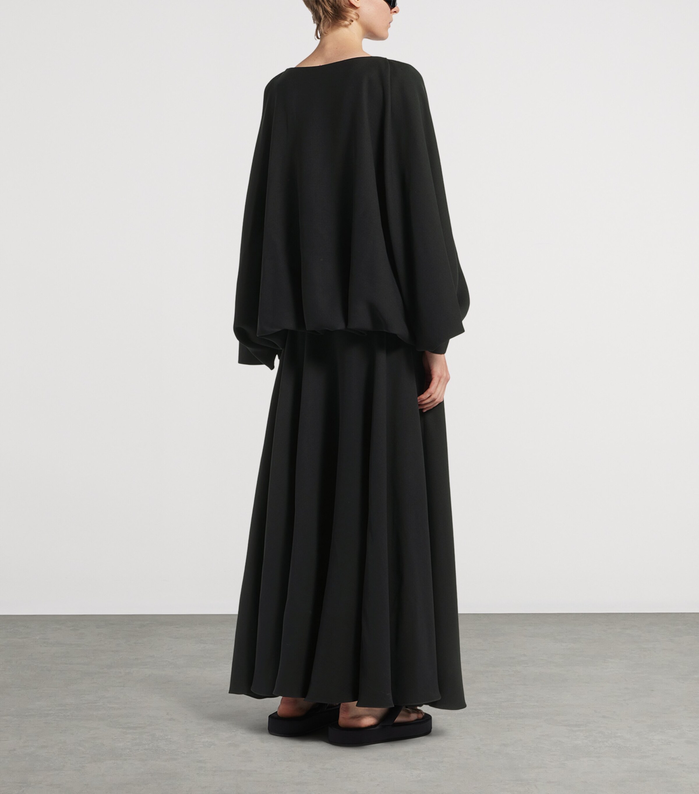 Balenciaga Womens Silk-Wool Balloon Maxi Dress Image 3