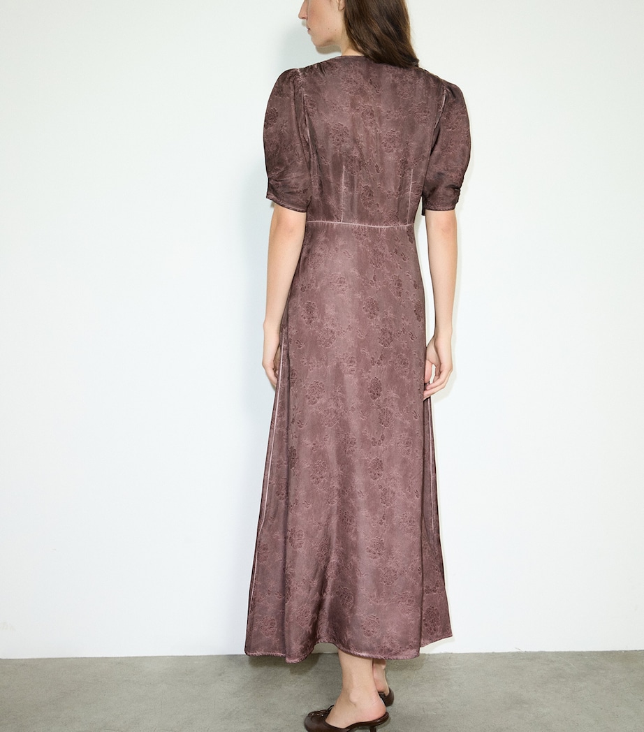MAX&Co. Womens Floral Jacquard Midi Dress Chocolate Image 3