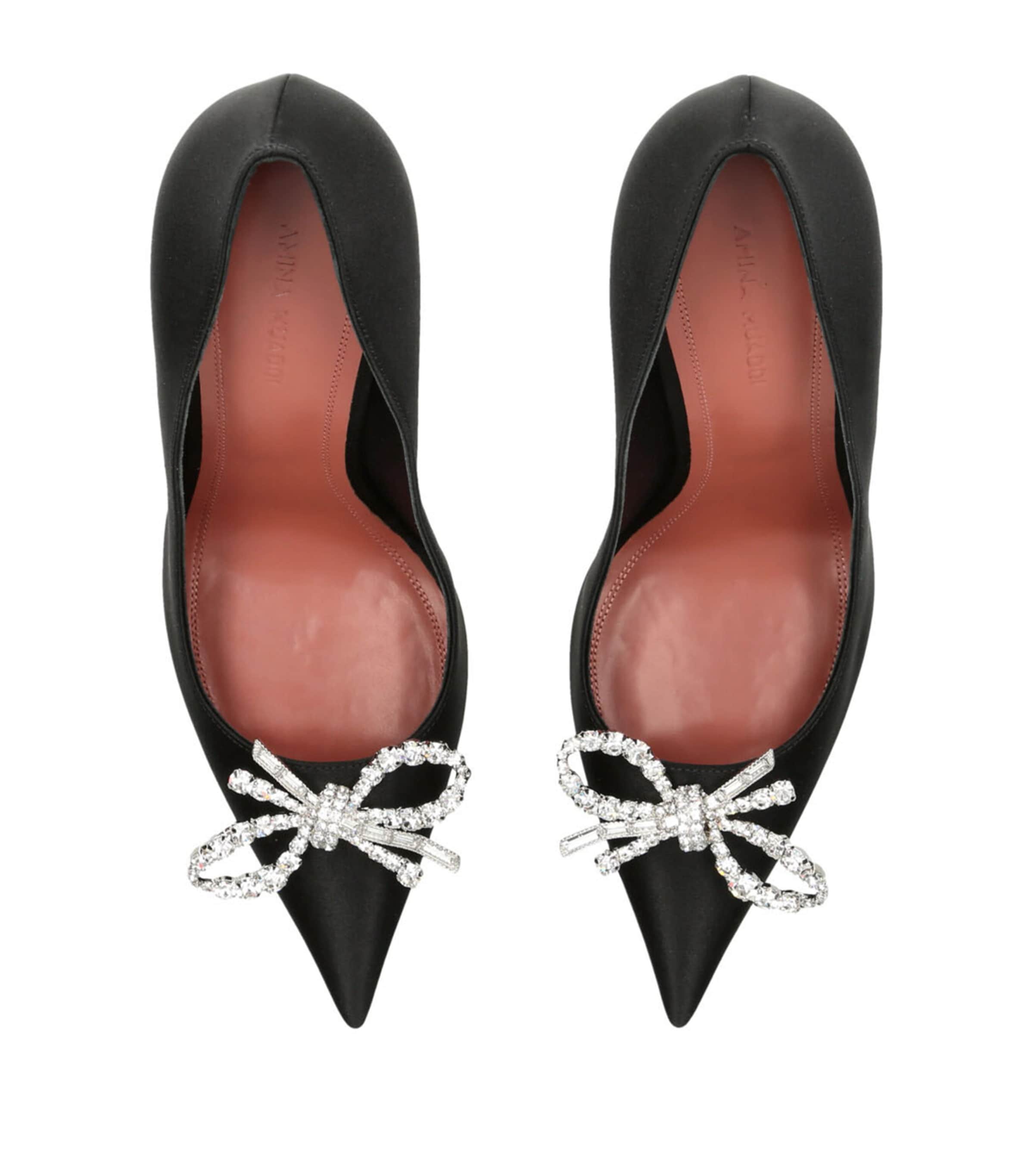 Amina Muaddi Satin Embellished Rosie Pumps 95 Black Image 4