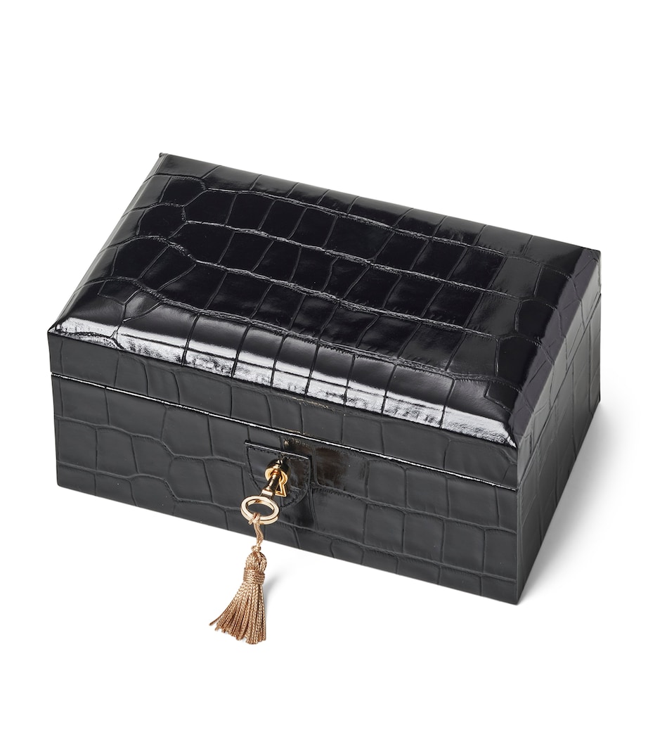 Leather Croc-Embossed 3-Piece Watch Box BLACK Image 2