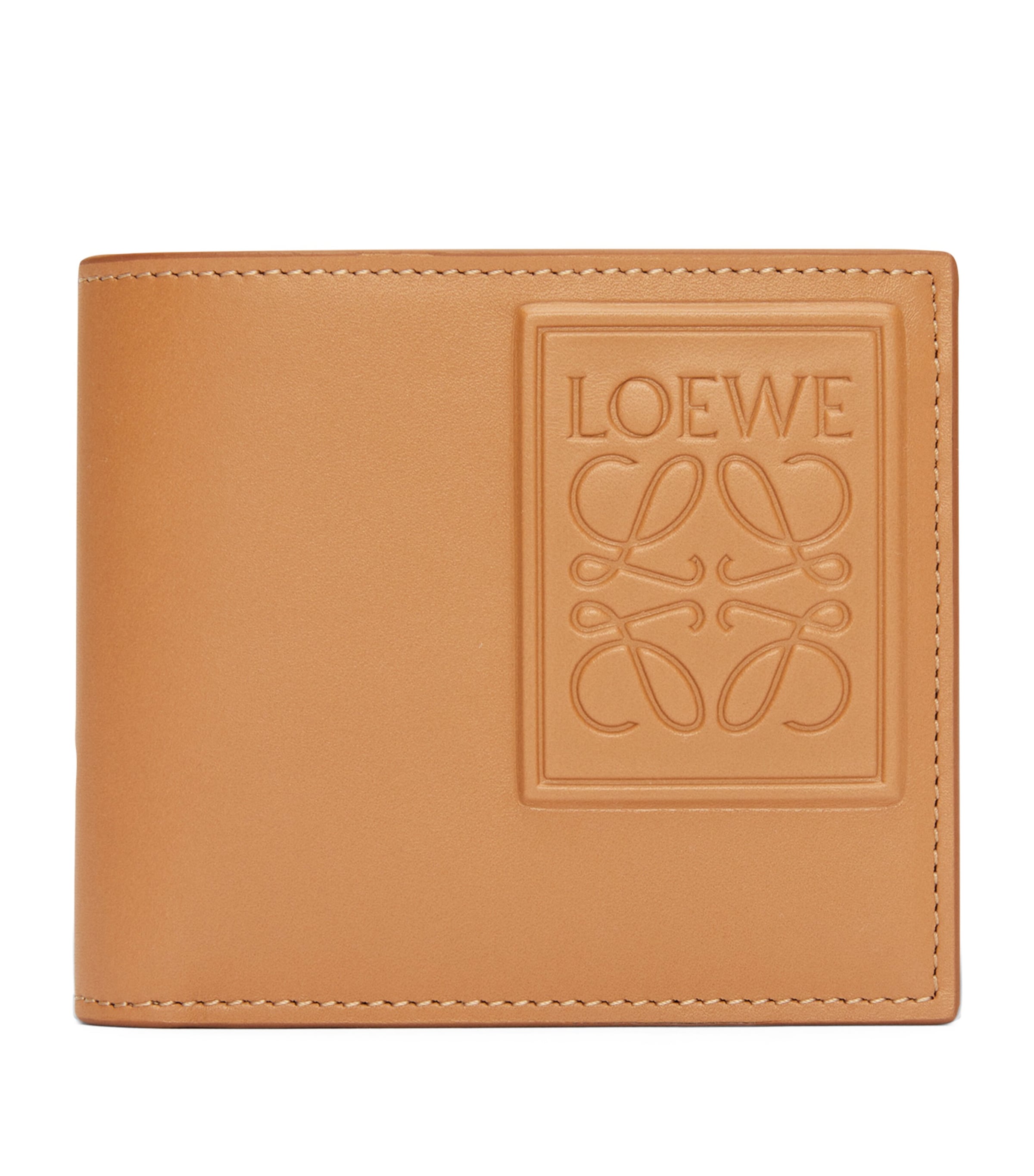 Shop Loewe Leather Bifold Wallet In Beige