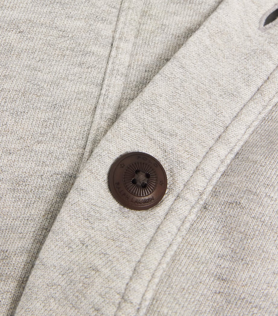 Cotton-Blend Fleece Vintage Fit Cardigan GREY Image 5