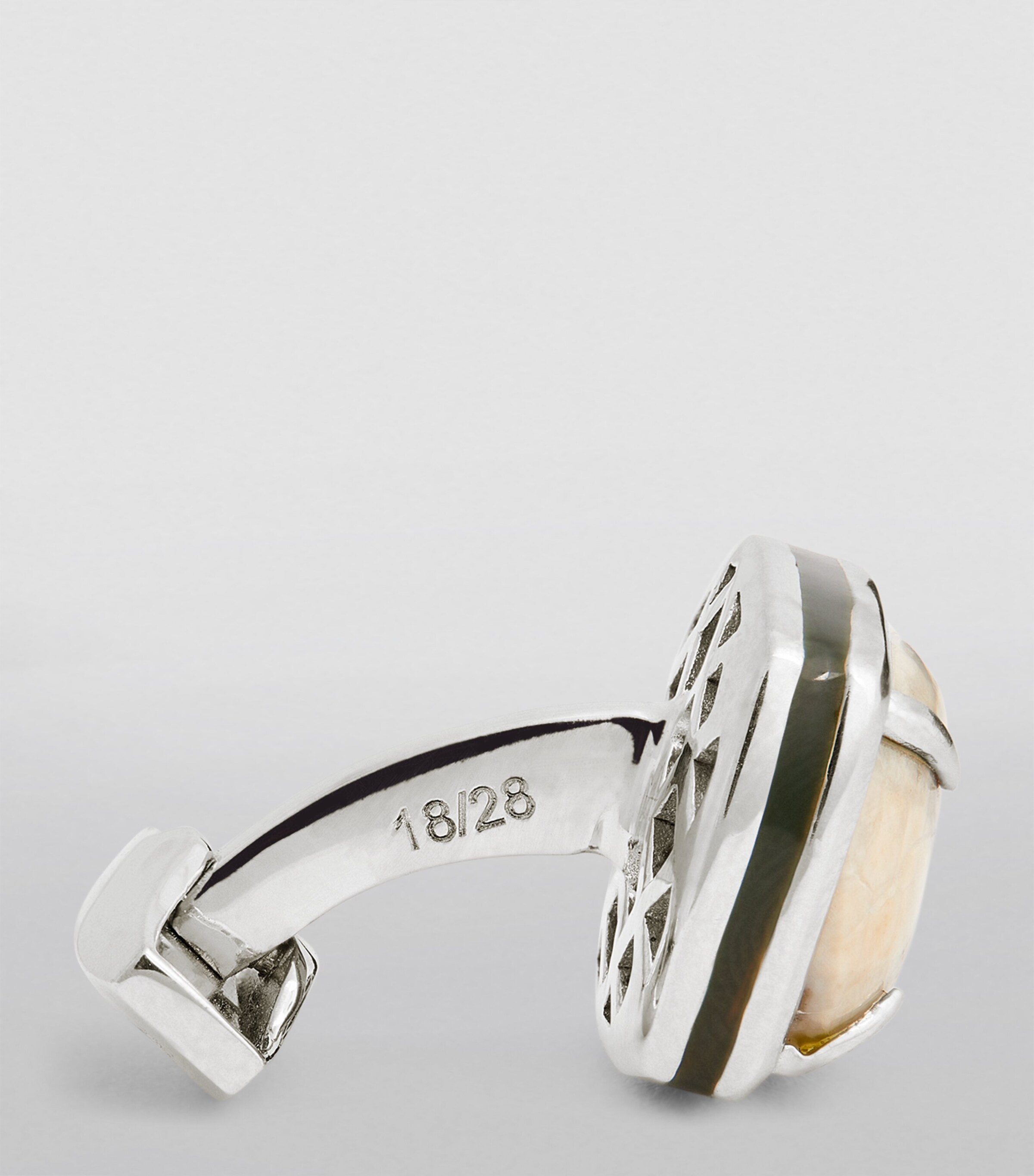Tateossian Rhodium-Plated Sterling Silver and Echinoid Cufflinks Silver Image 4
