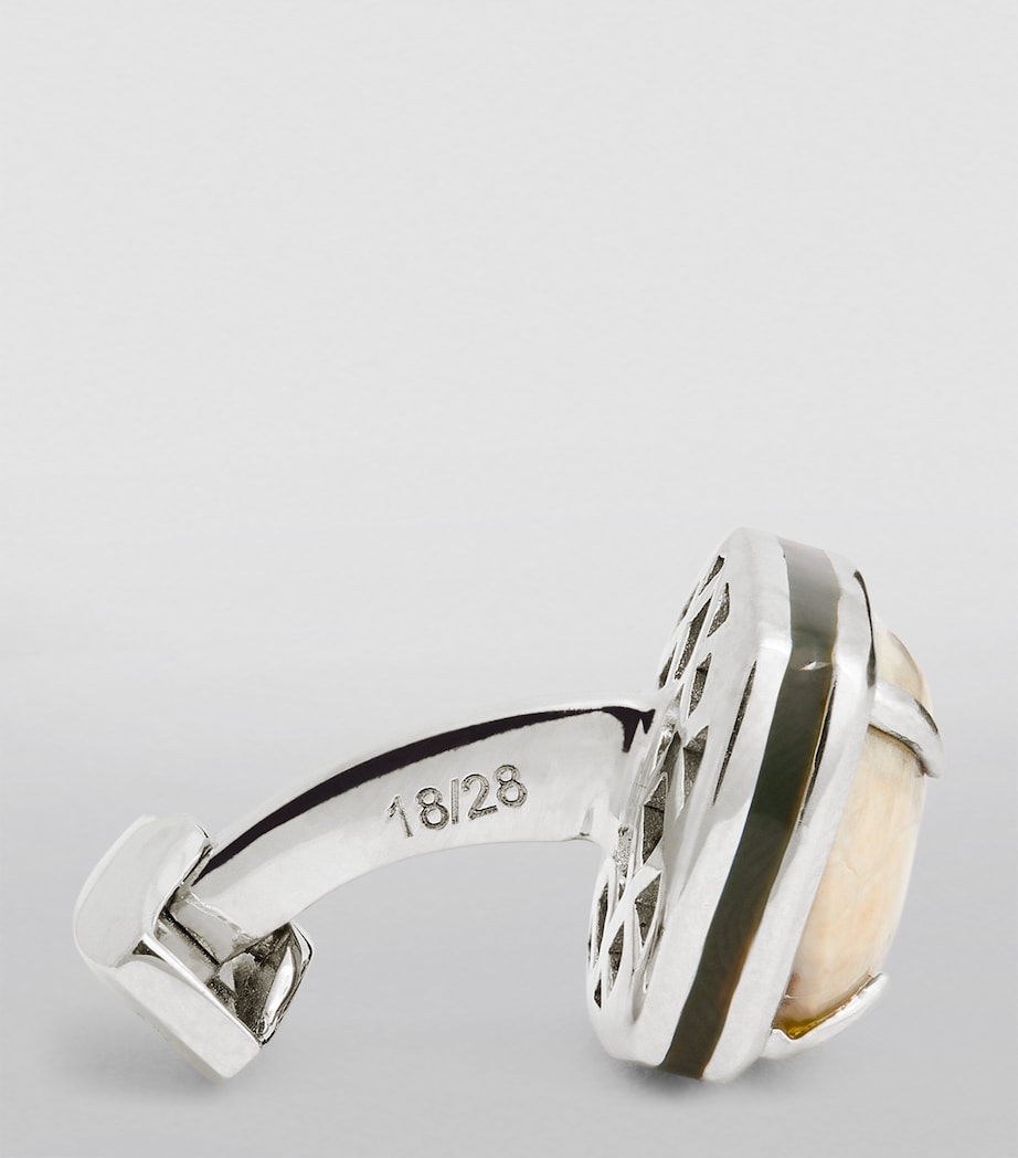 Rhodium-Plated Sterling Silver and Echinoid Cufflinks SILVER Image 4