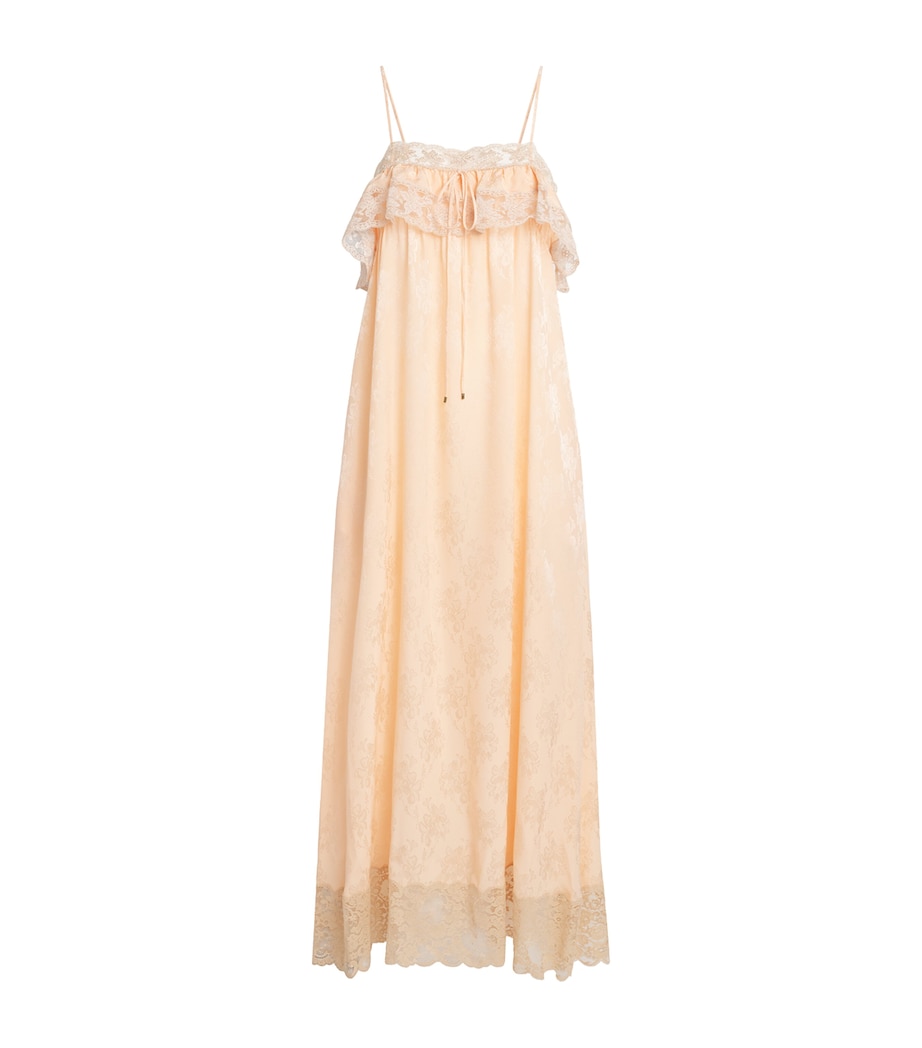 Chloé Womens Silk Floral Jacquard Maxi Dress Delicate Pink Image 1