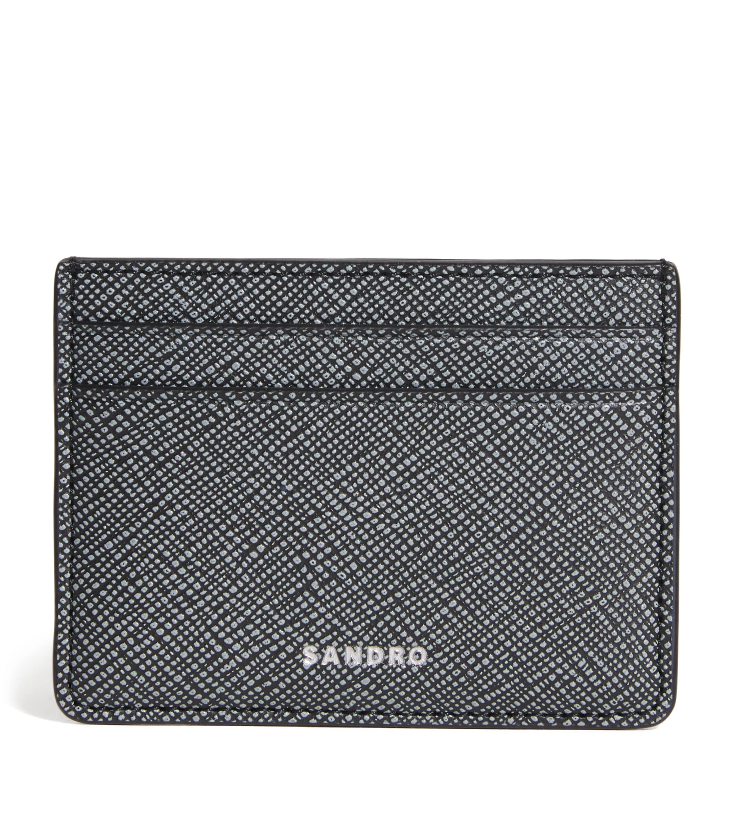Sandro Faux Leather Card Holder In Black