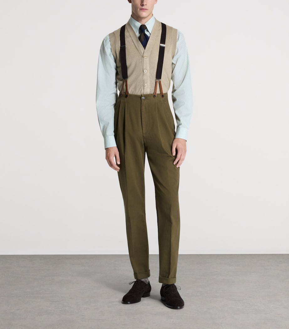 Dunhill Mens Cotton Double-Pleat Chinos Image 2