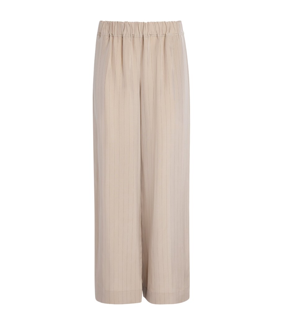 Liberowe Womens Pinstripe Palazzo Trousers Beige Pinstripe Image 1